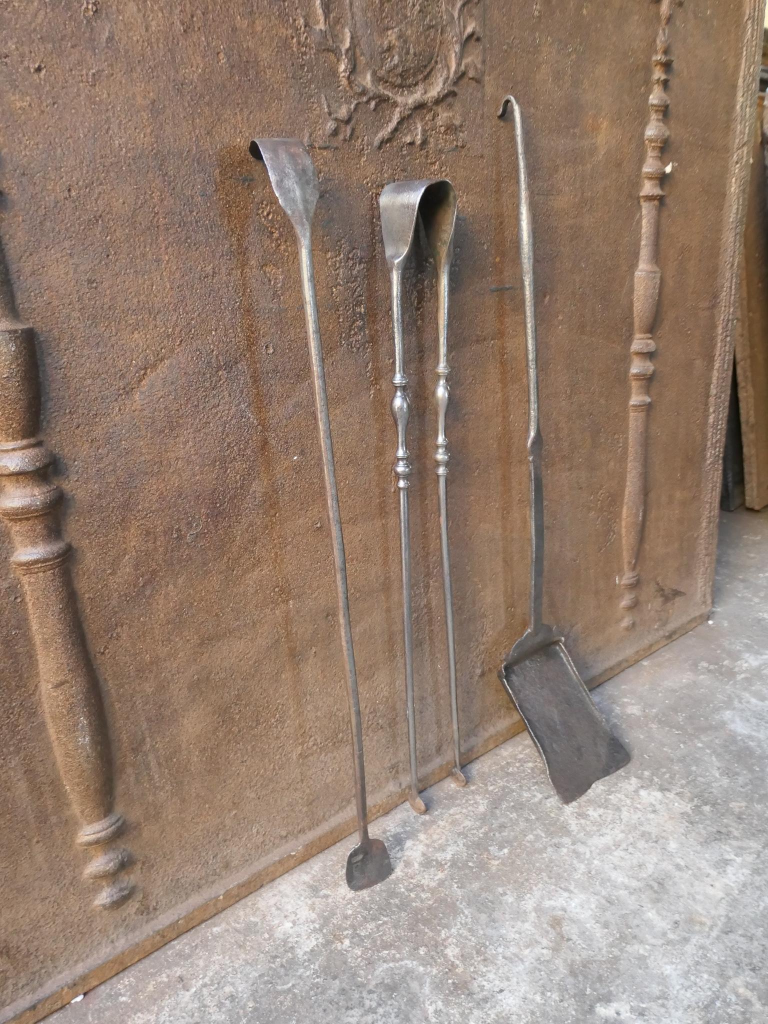 French 18th Century Louis XV Iron Fireplace Tools For Sale