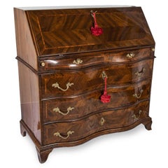 18th Century Louis XV Italian Drop Front Bureau Genoese Marquetry Cabinet