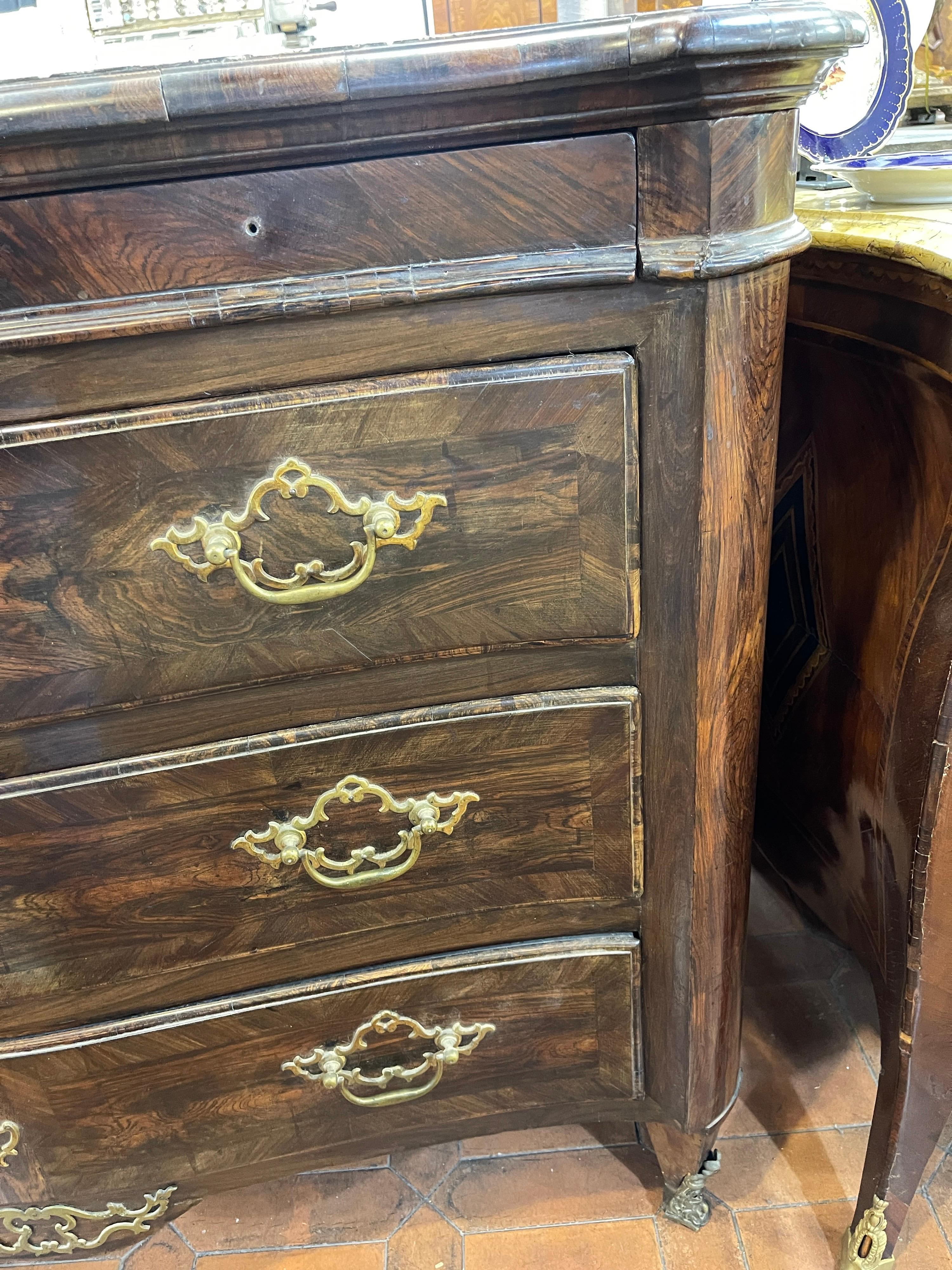 18th Century Louis XV Italian Sicily Rosewood Chest of Drawers Marble 1750 3