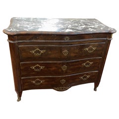 18th Century Louis XV Italian Sicily Rosewood Chest of Drawers Marble 1750