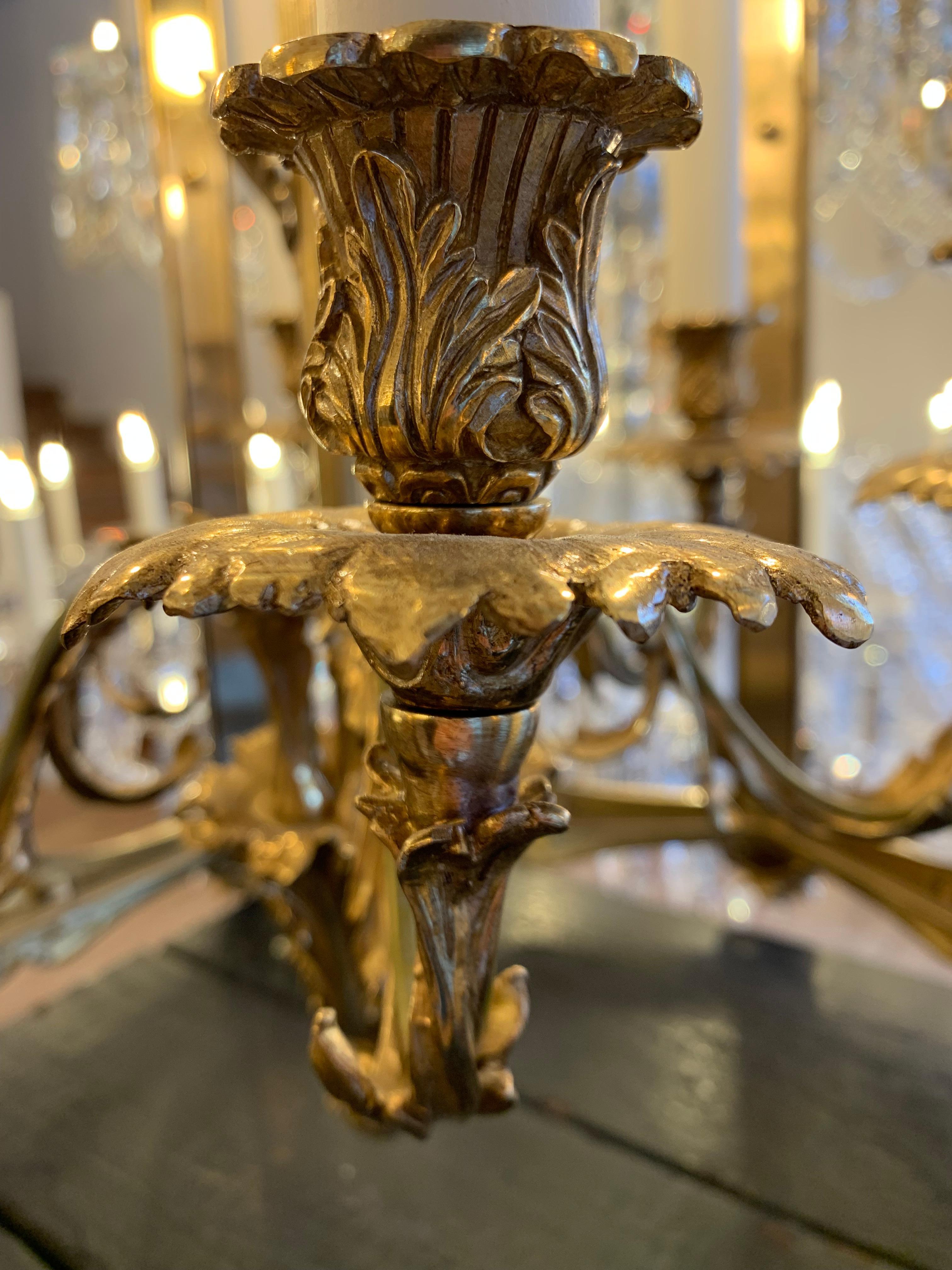 French 18th Century Louis XV Lantern with Six Lights in Bronze Antique For Sale