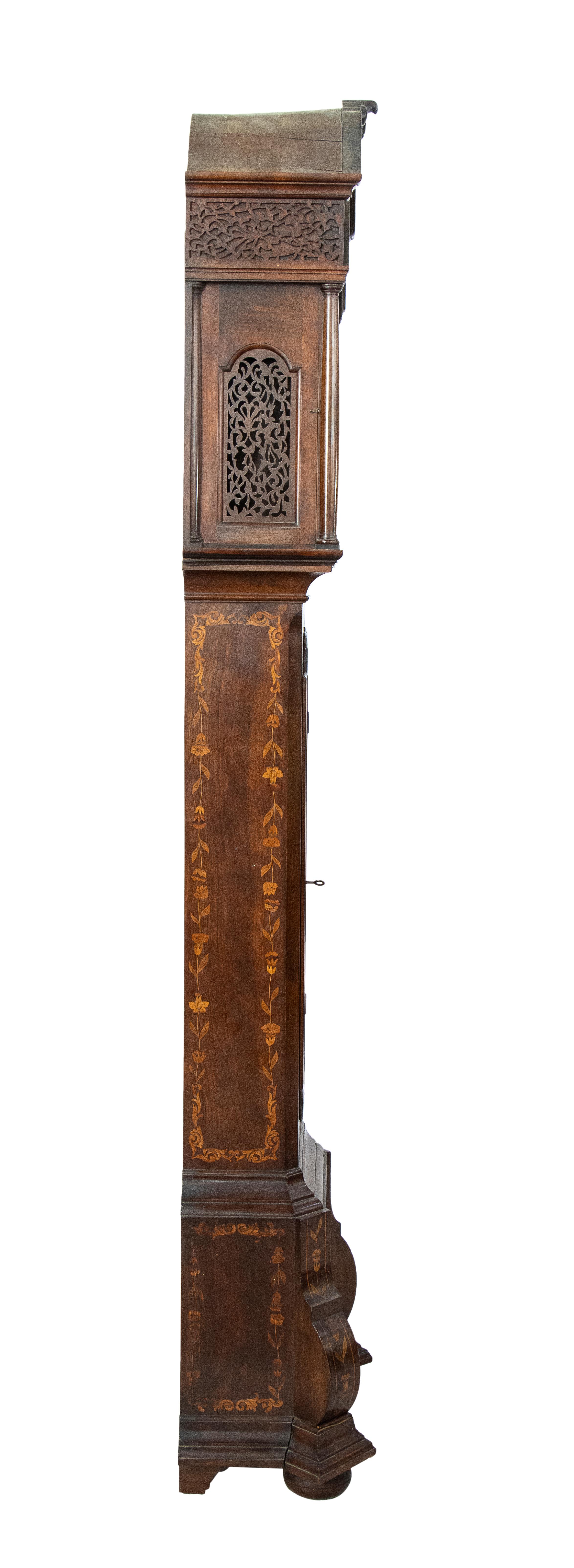 Mid-18th Century 18th Century Louis XV Mahogany Grandfather Clock signed Paulus Bramer 1750 For Sale