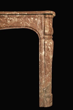 18th C Louis XV Mantel Hand Carved Rouge Royale Marble Brown