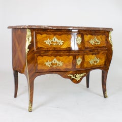 18th Century Louis XV Marquetry Commode or Sauteuse, Stamped "P.ROUSSEL"