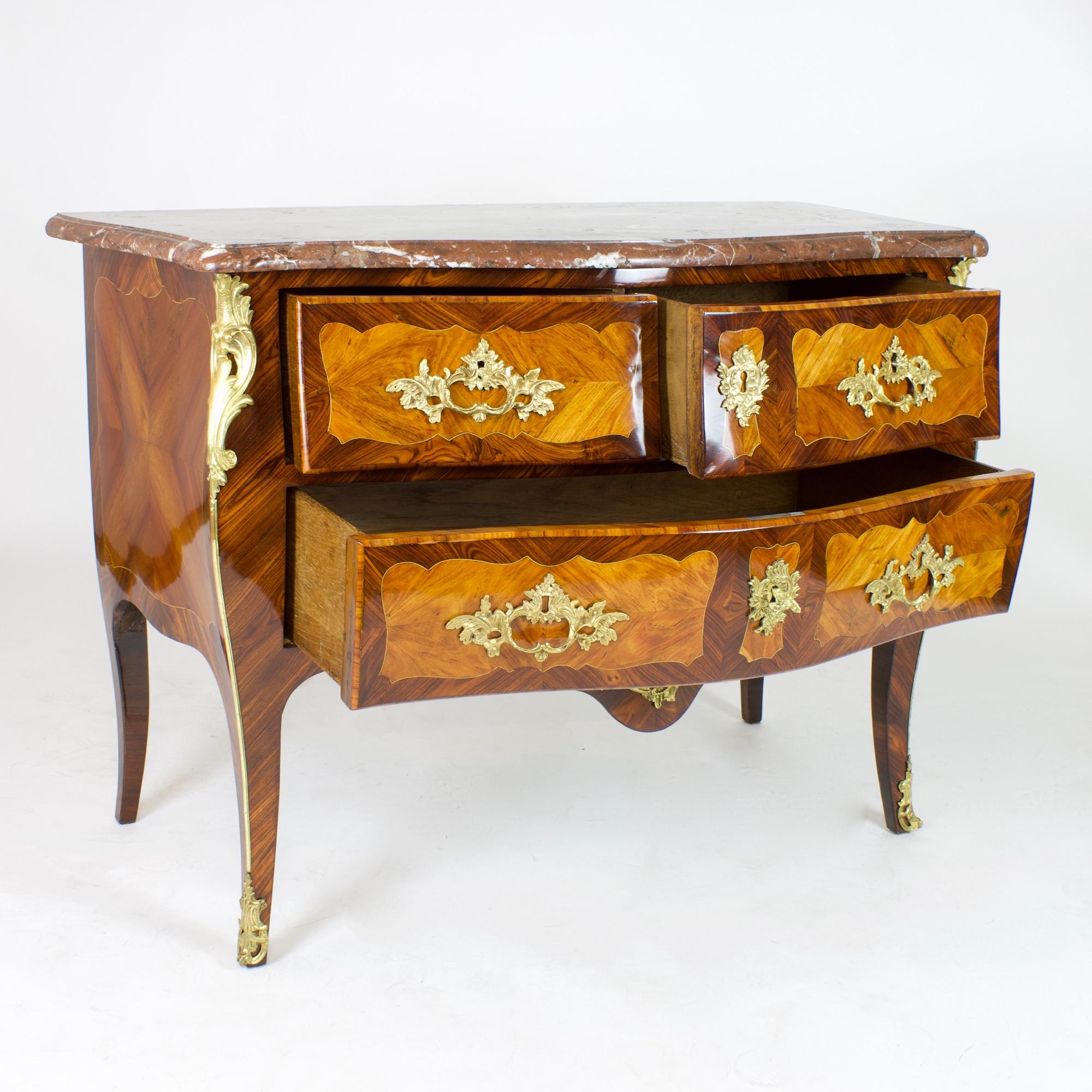 French 18th Century Louis XV Marquetry Commode or Sauteuse, Stamped 