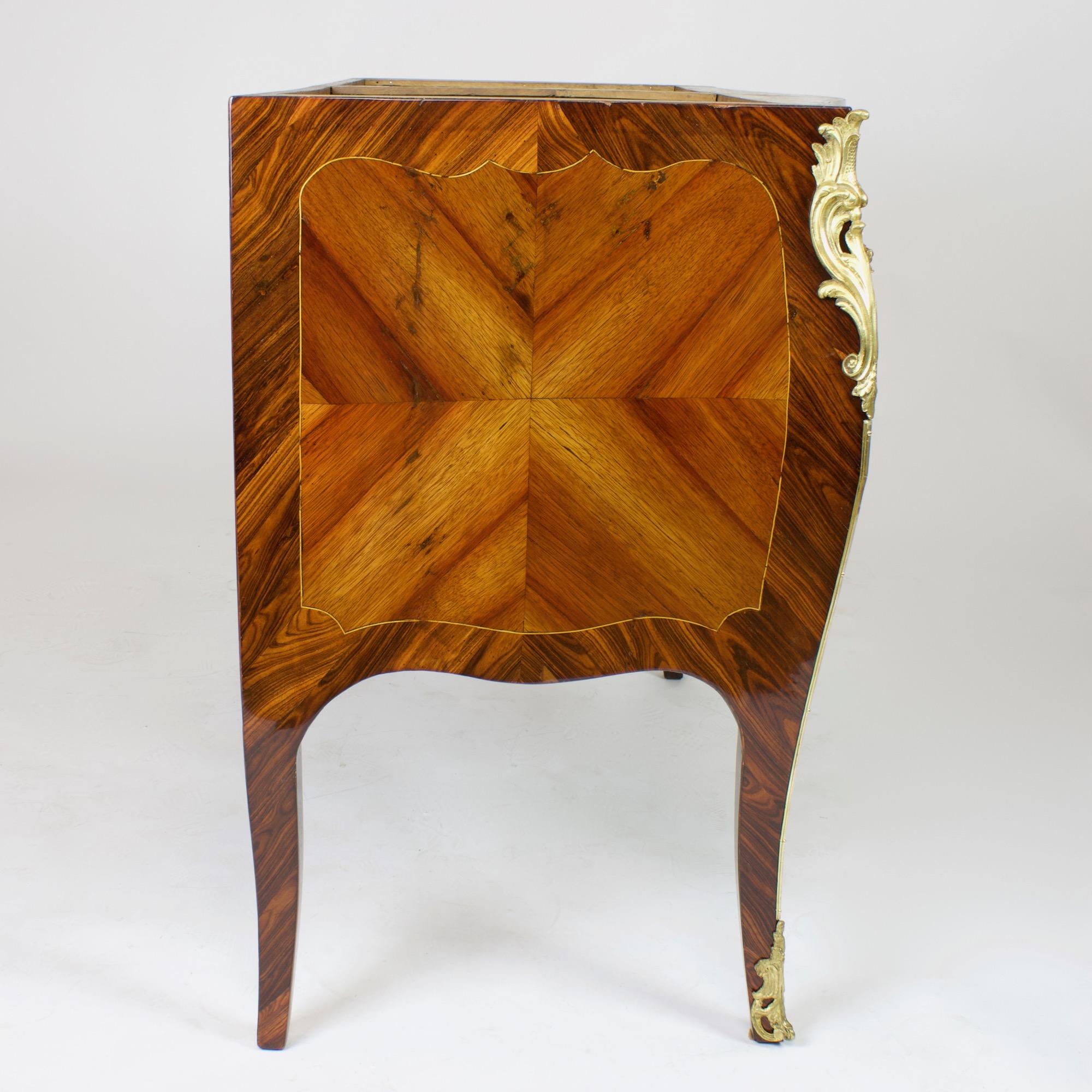Gilt 18th Century Louis XV Marquetry Commode or Sauteuse, Stamped 