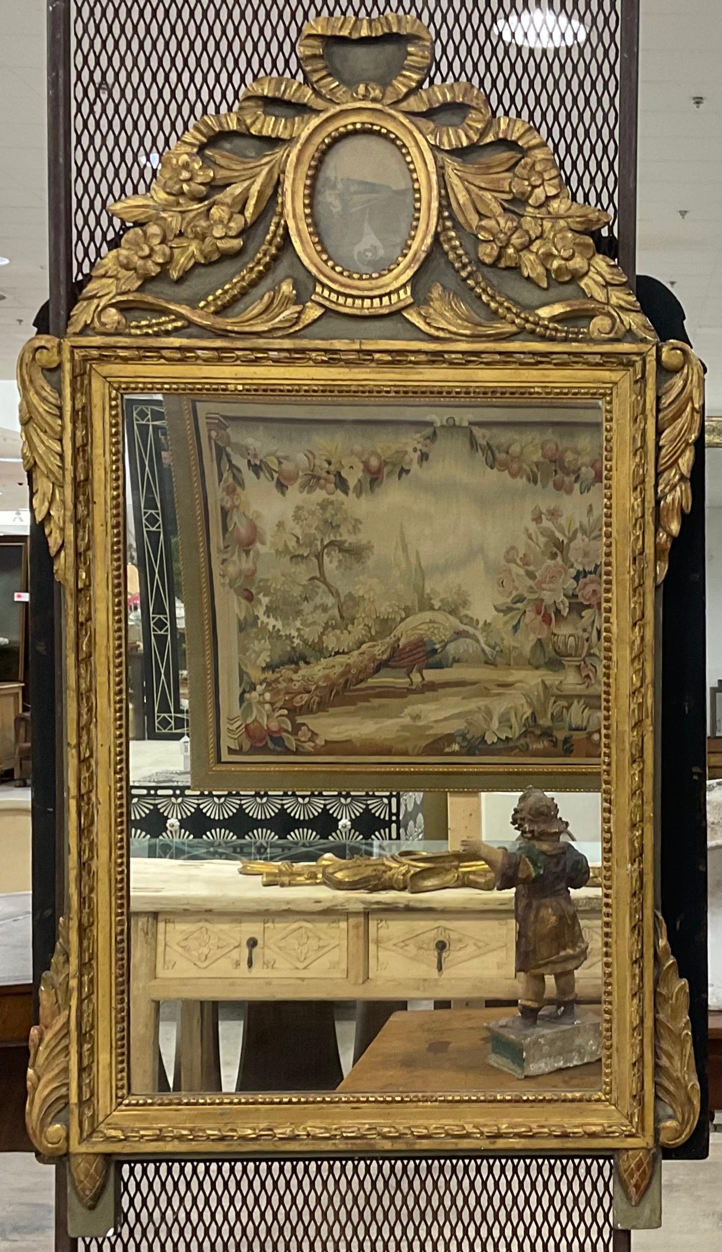 18th Century Louis XV Mirror with Oval Etching For Sale 1
