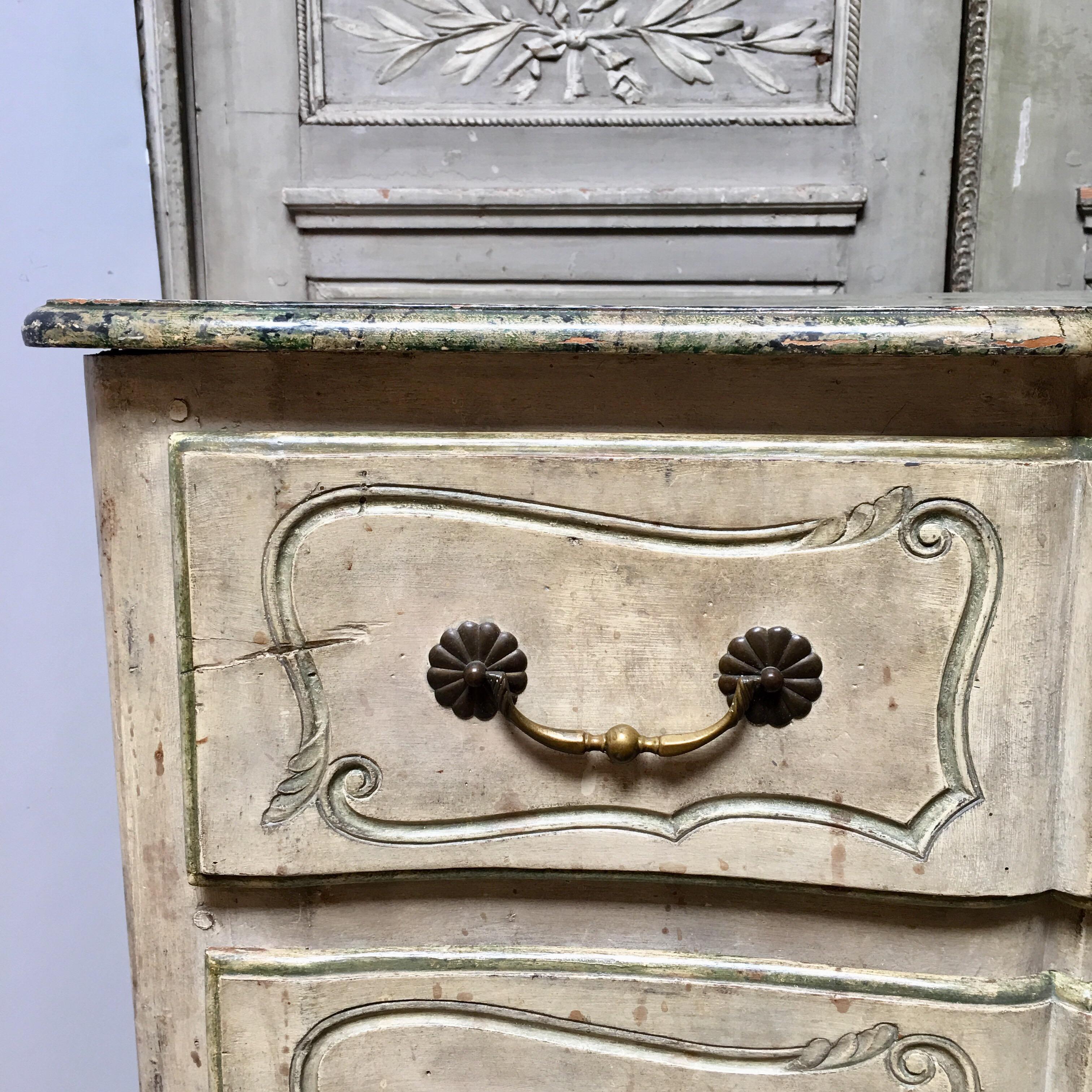 Wood 18th Century Louis XV Painted French Commode