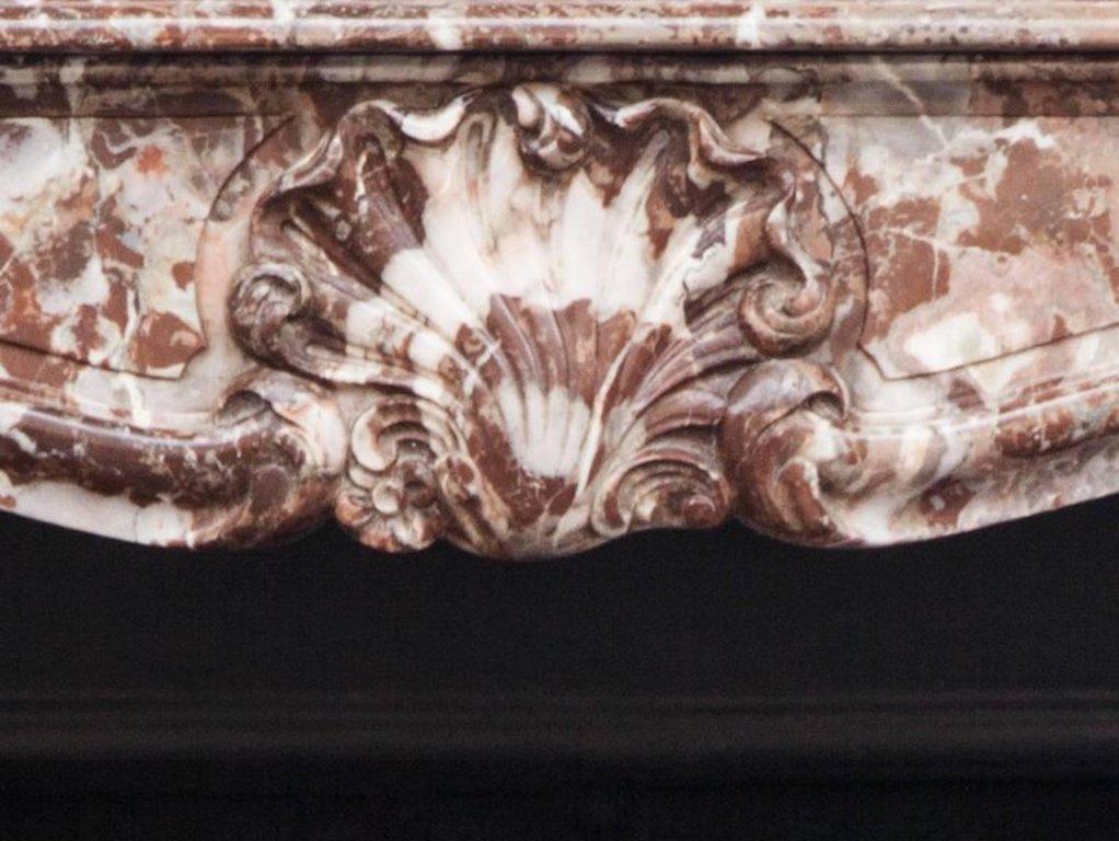 18th Century Louis XV Parisian Marble Fireplace Mantelpiece and Interior For Sale 1