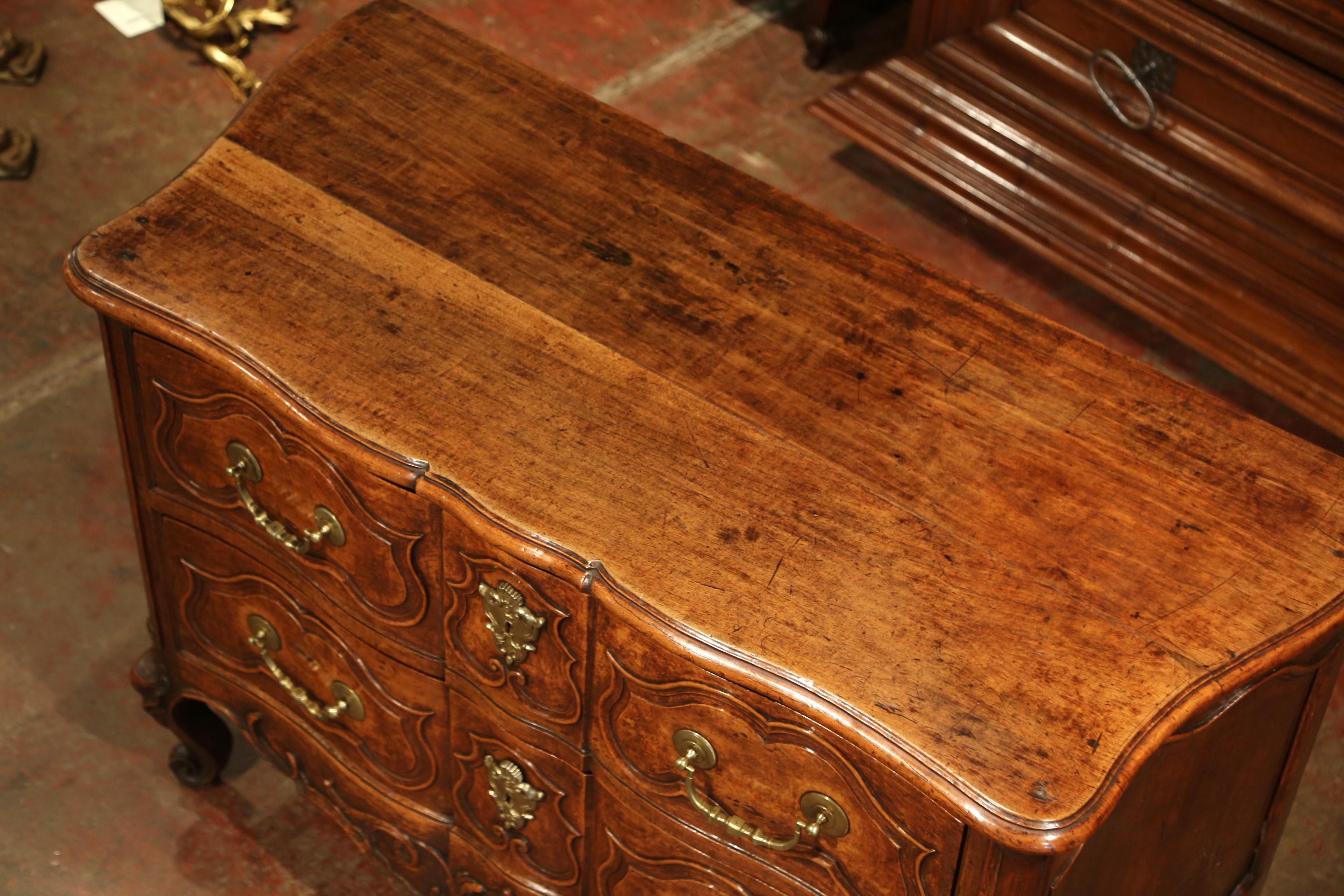 French 18th Century Louis XV Period Carved Walnut Two-Drawer Commode from Fourques