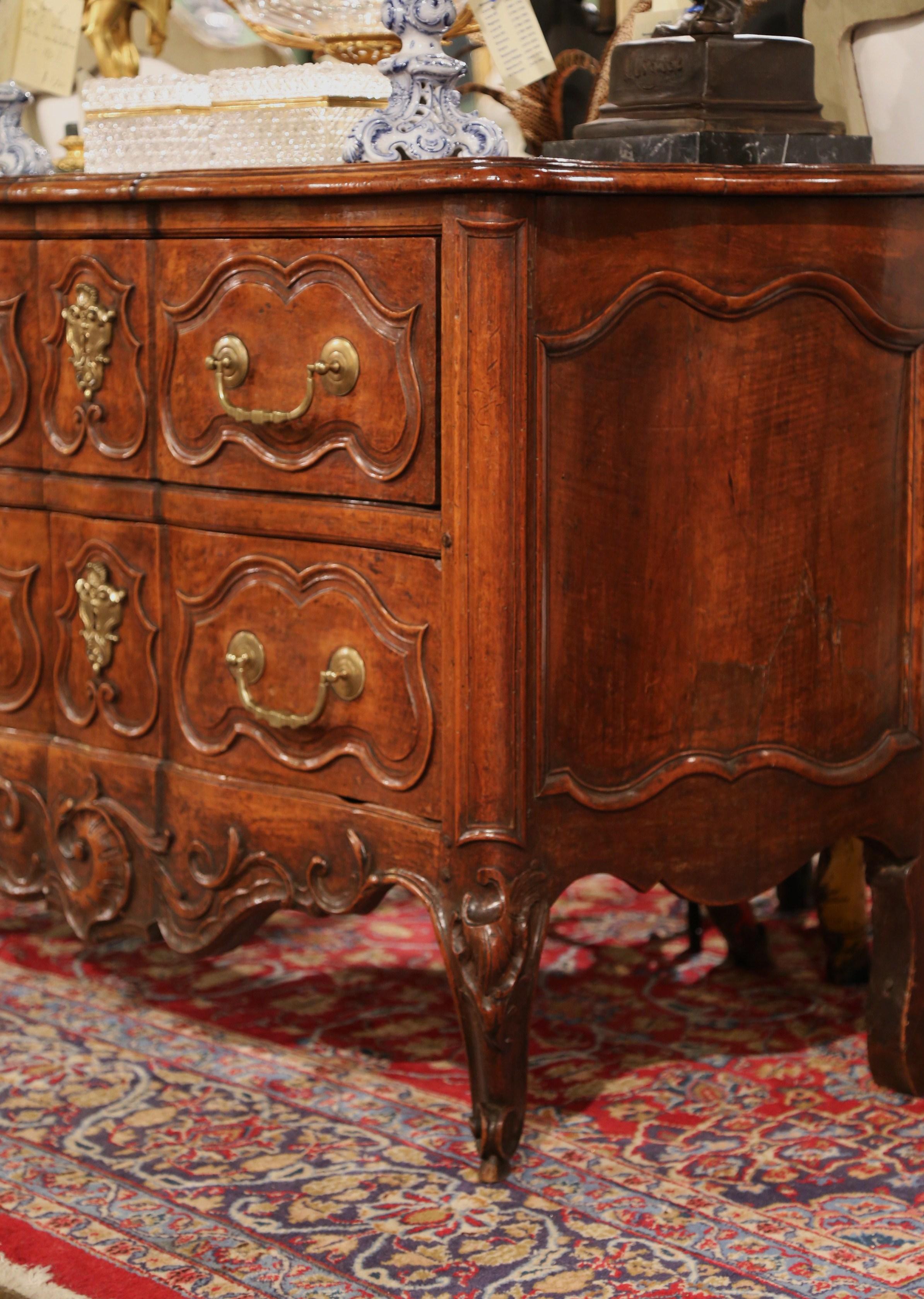 18th Century Louis XV Period Carved Walnut Two-Drawer Commode from Fourques 3