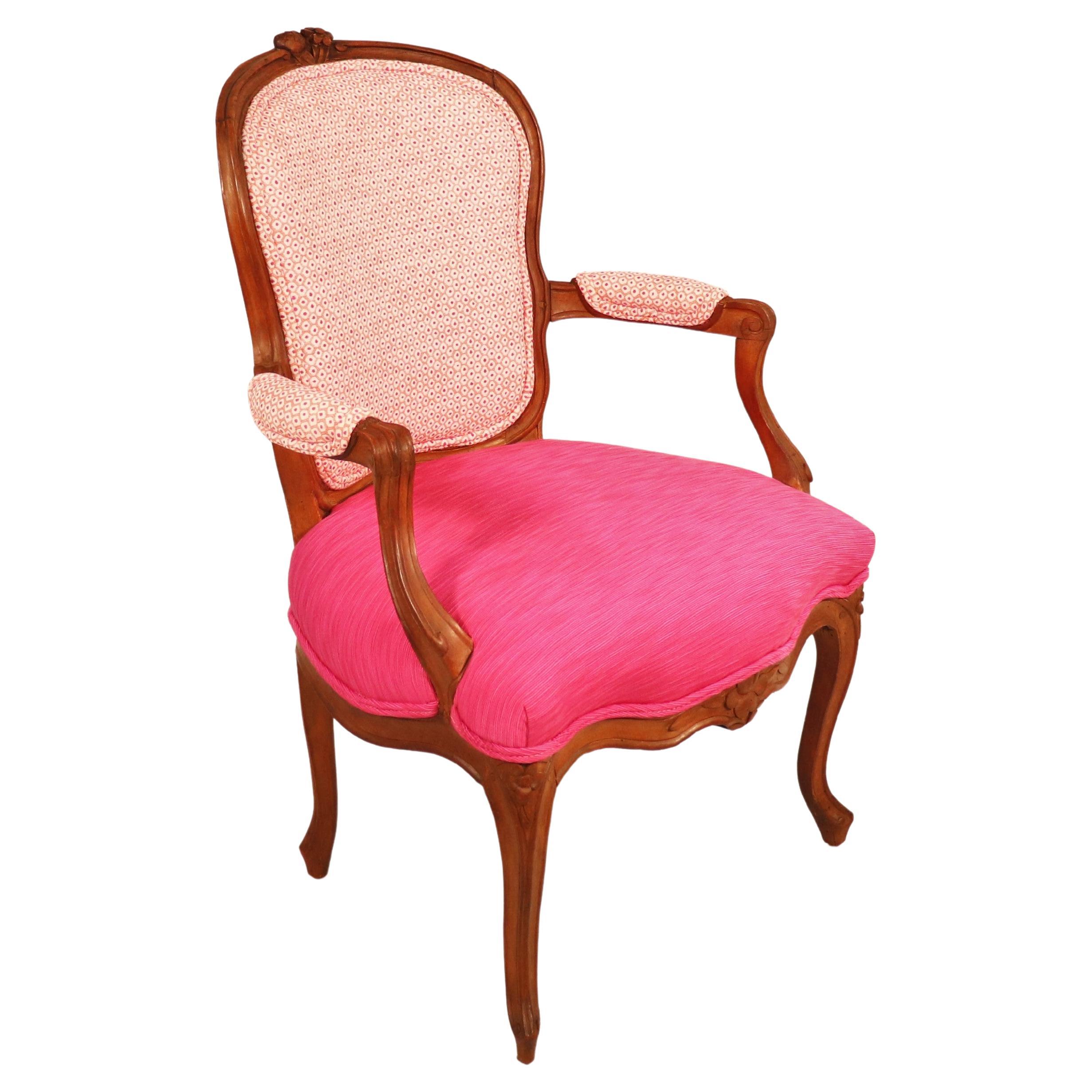 18th Century Louis XV Period Fauteuil Armchair with Modern Fabric