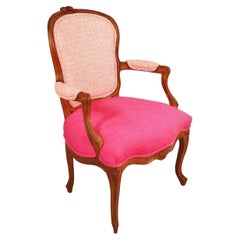 Used 18th Century Louis XV Period Fauteuil Armchair with Modern Fabric
