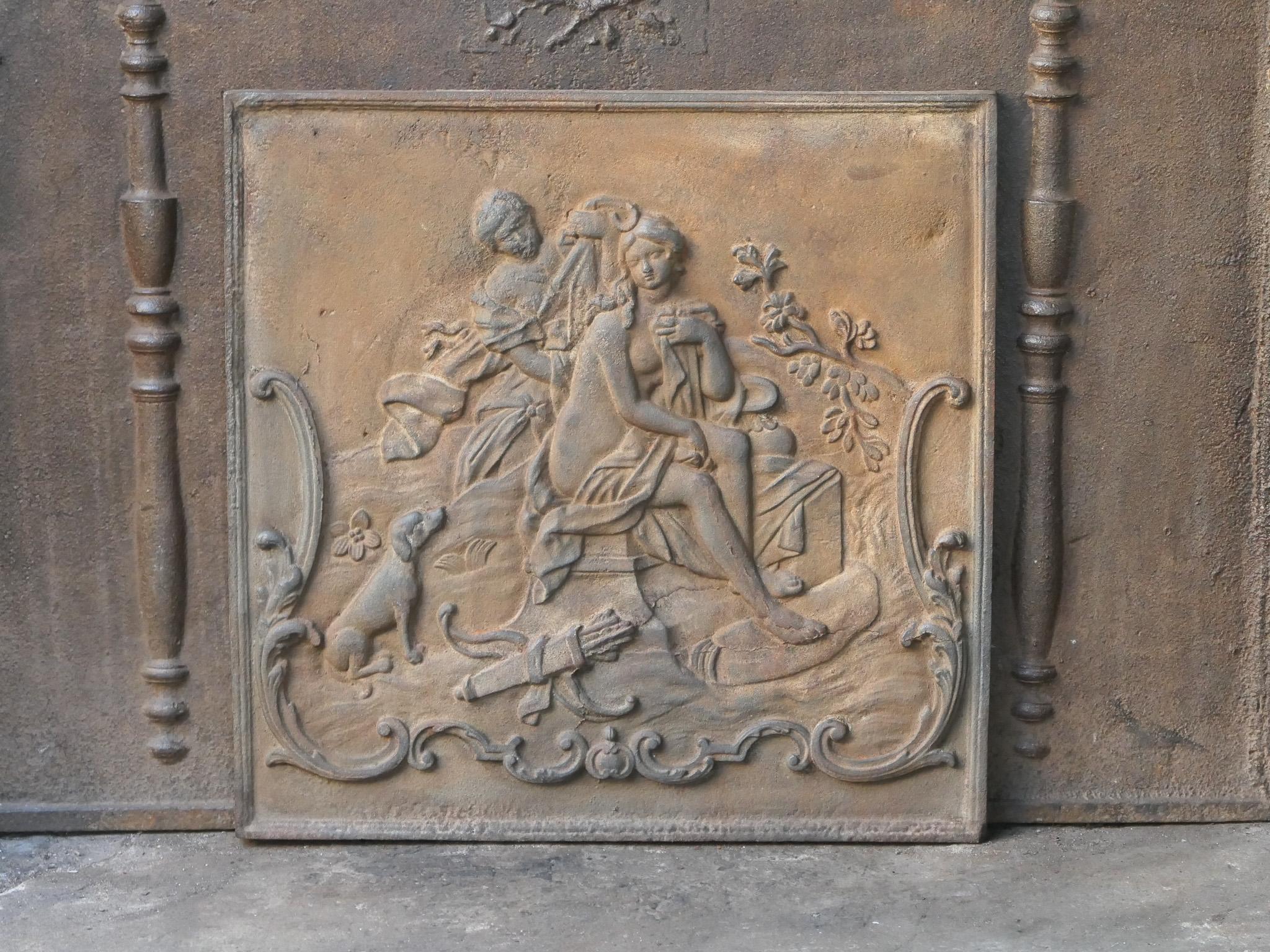 Cast 18th Century Louis XV period Fireback / Backsplash with Diana Bathing For Sale