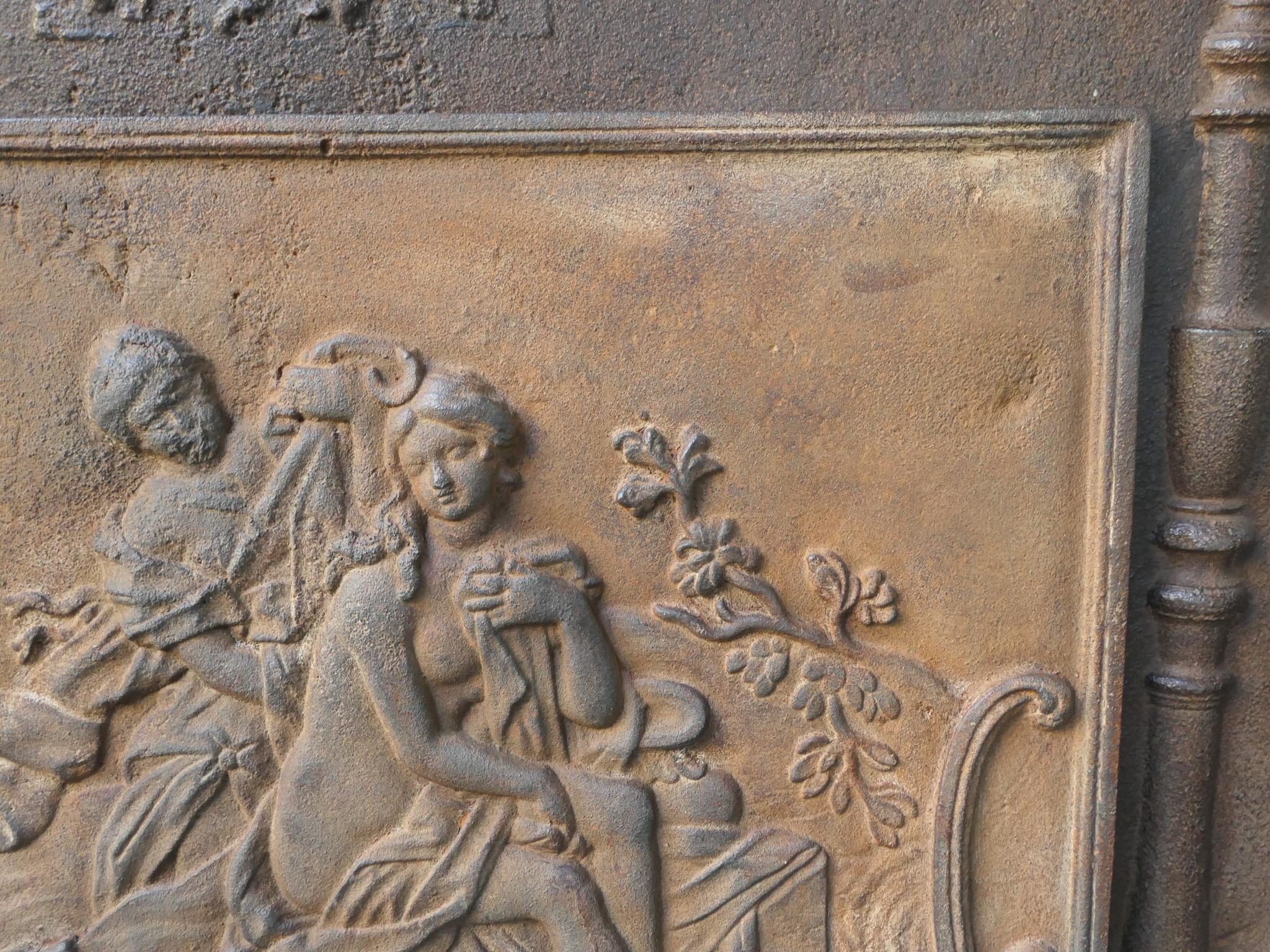 Iron 18th Century Louis XV period Fireback / Backsplash with Diana Bathing For Sale