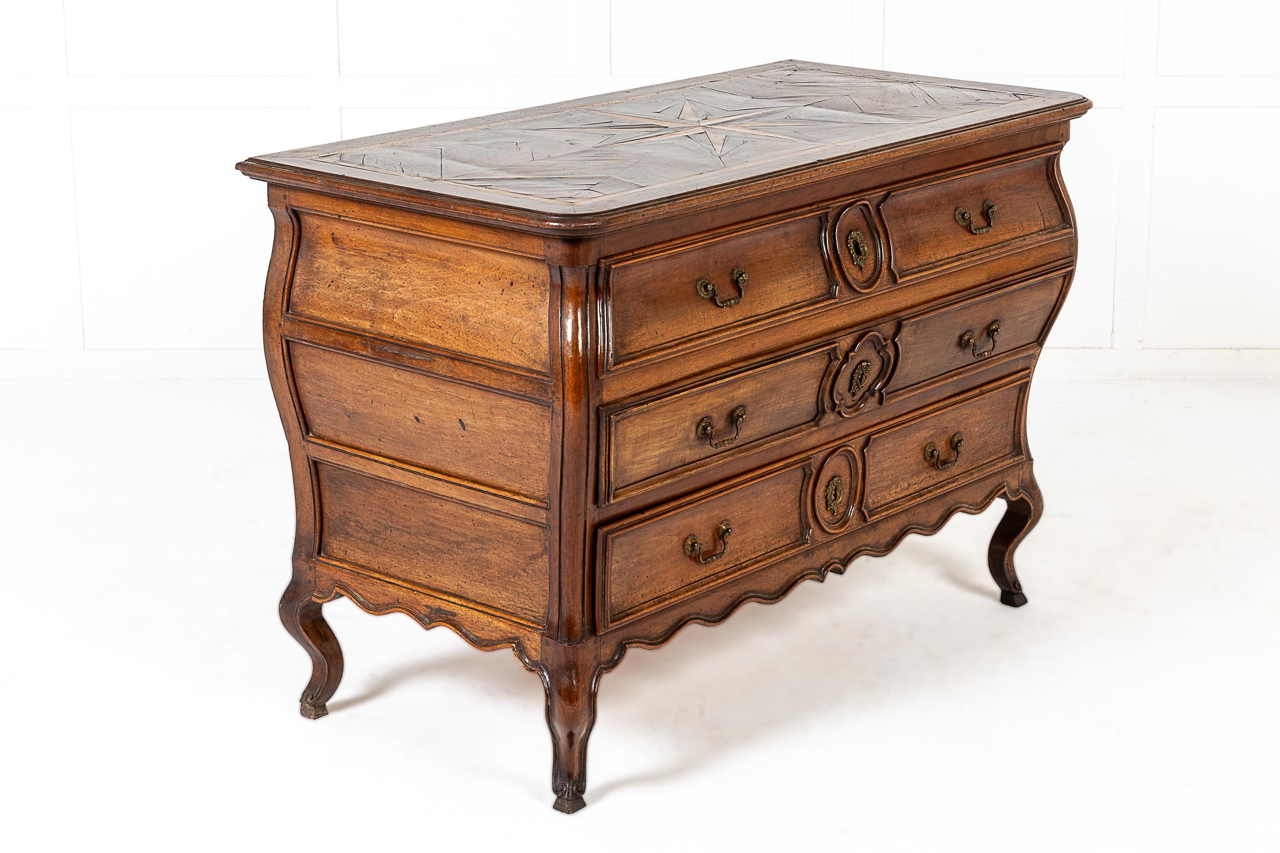 18th Century Louis XV Period Walnut Bombe Commode For Sale 4