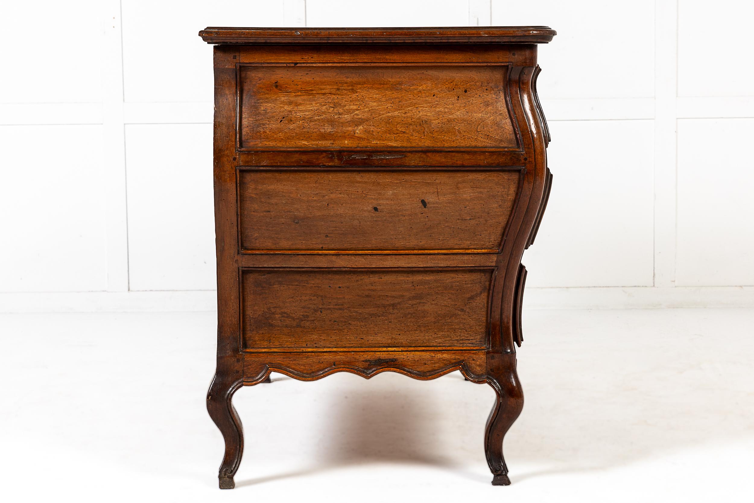18th Century Louis XV Period Walnut Bombe Commode For Sale 5