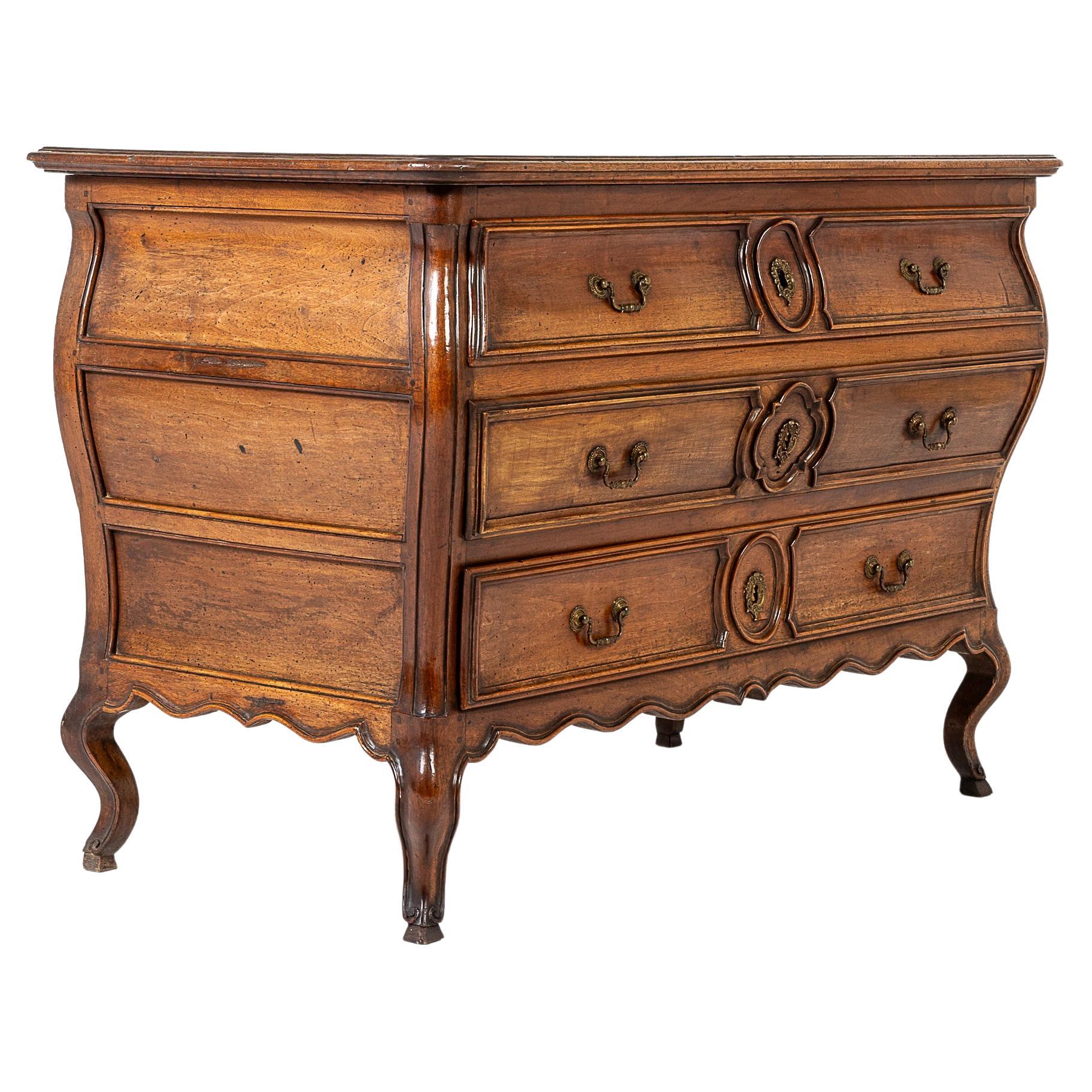 18th Century Louis XV Period Walnut Bombe Commode For Sale