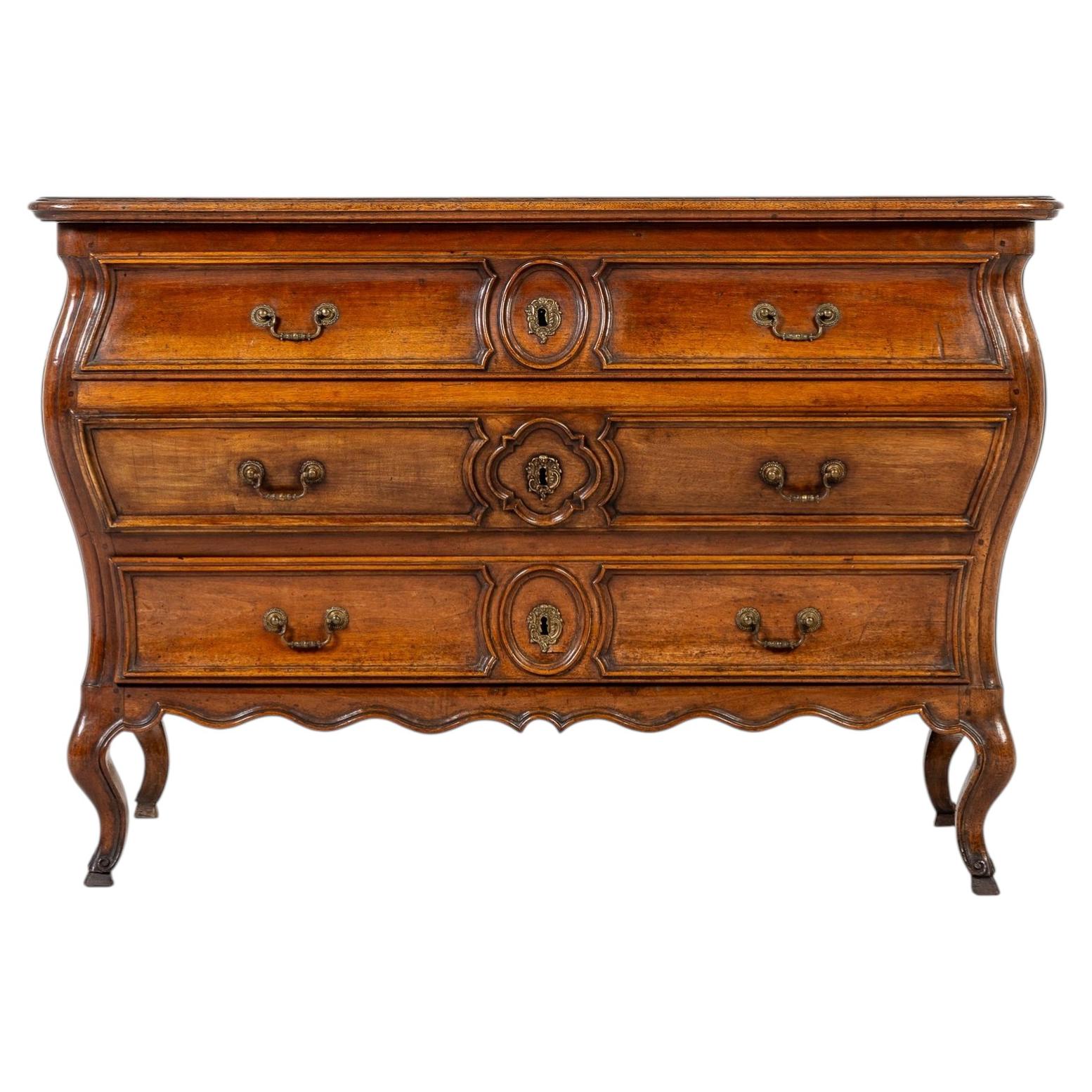 18th Century Louis XV Period Walnut Bombe Commode For Sale