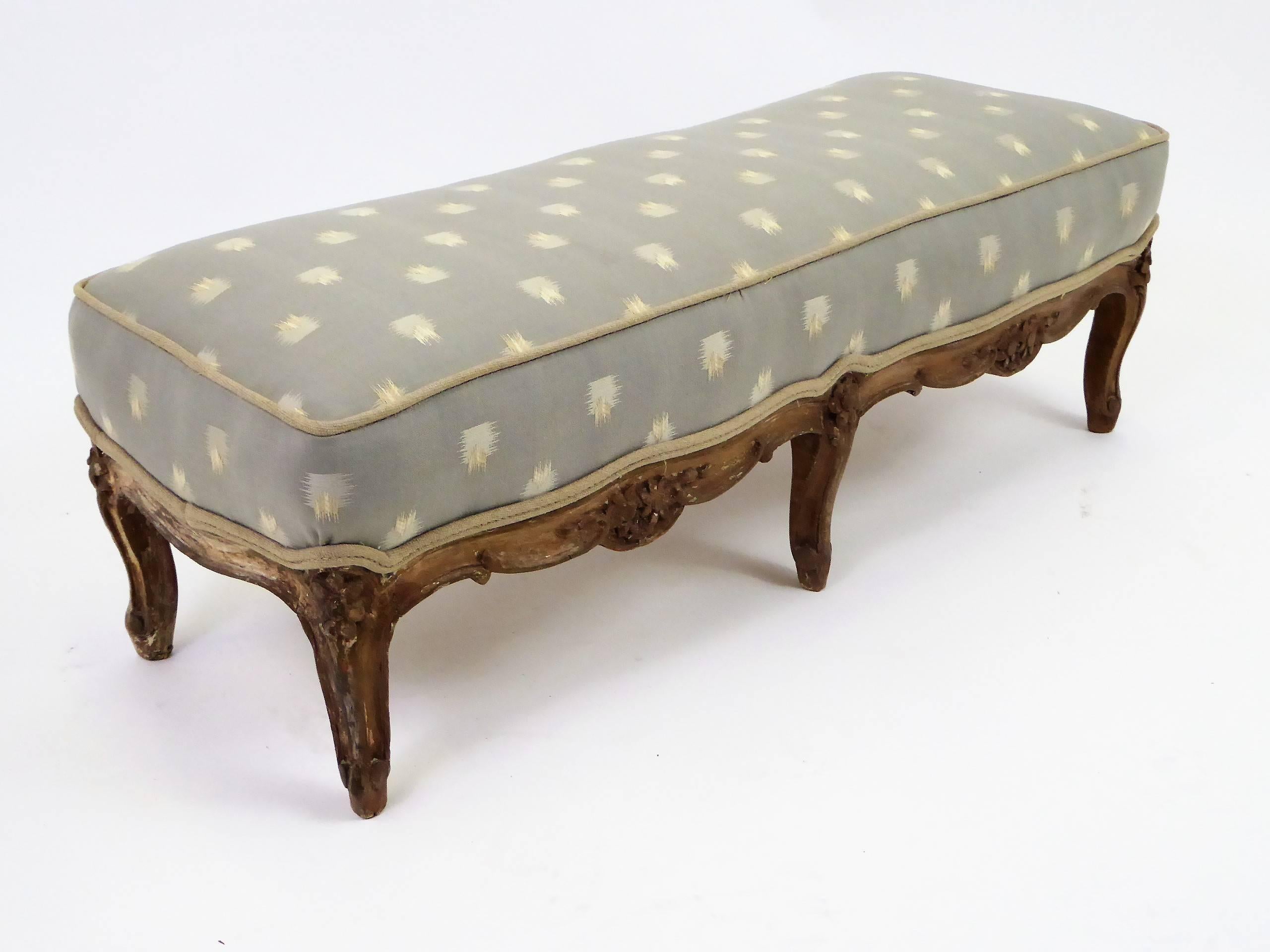 French 18th Century Louis XV Petite Footstool Tabouret Original Aged Finish, France For Sale
