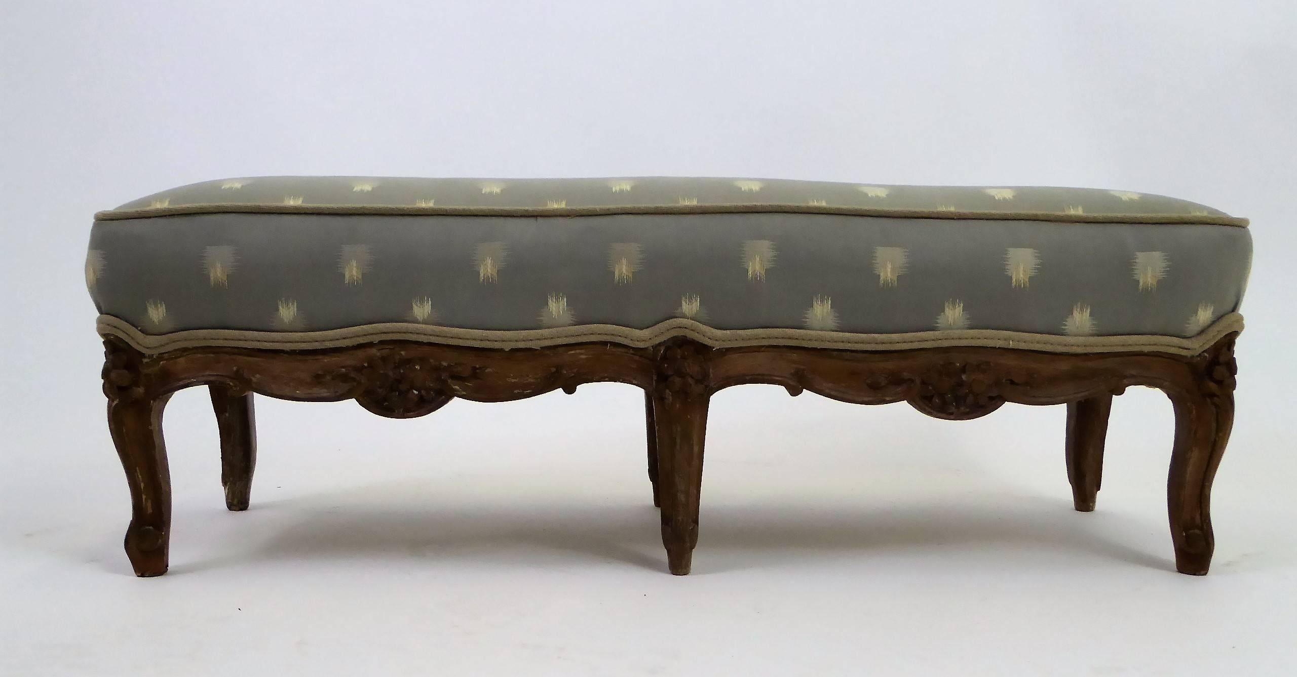 Wood 18th Century Louis XV Petite Footstool Tabouret Original Aged Finish, France For Sale