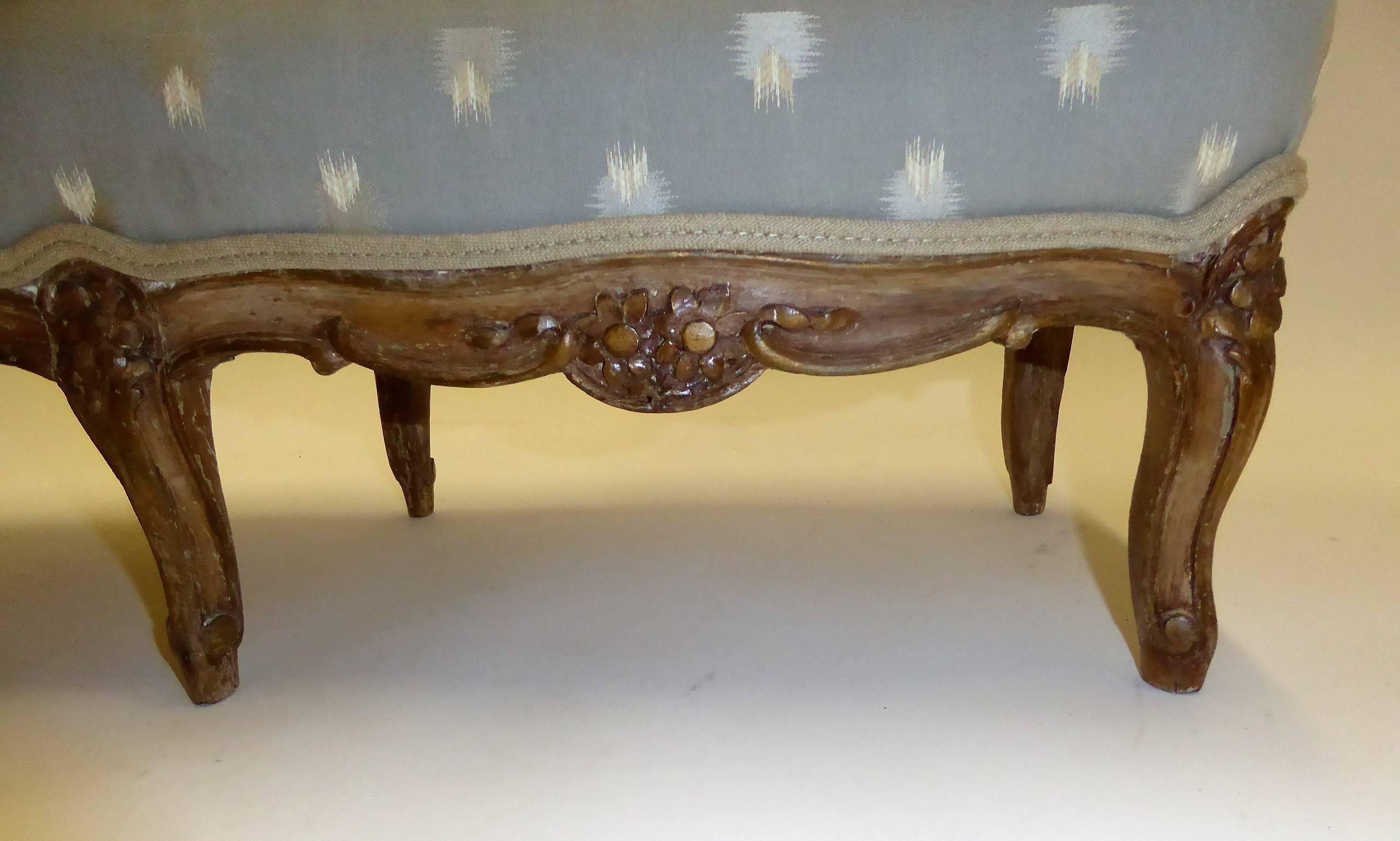 Kleiner Tabouret-Fußhocker im Louis-XV-Stil des 18. Jahrhunderts, original gealterte Oberfläche, Frankreich im Angebot 2