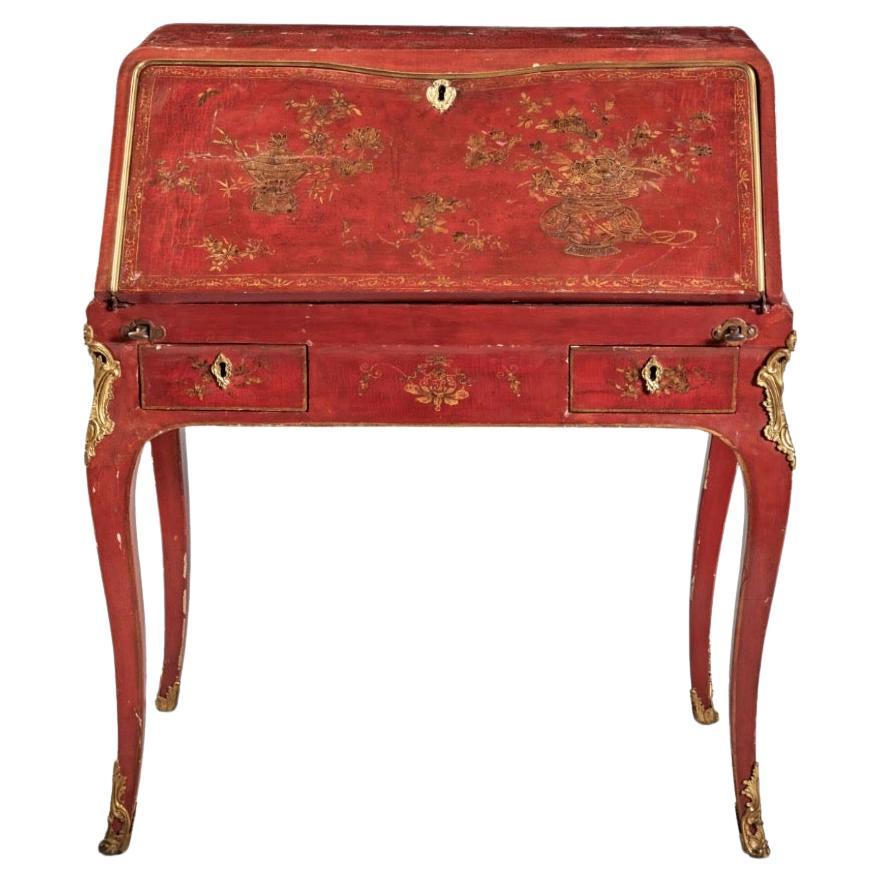 Escritorio con Chinoiserie Roja Luis XV del Siglo XVIII Por Pierre Migeon en venta
