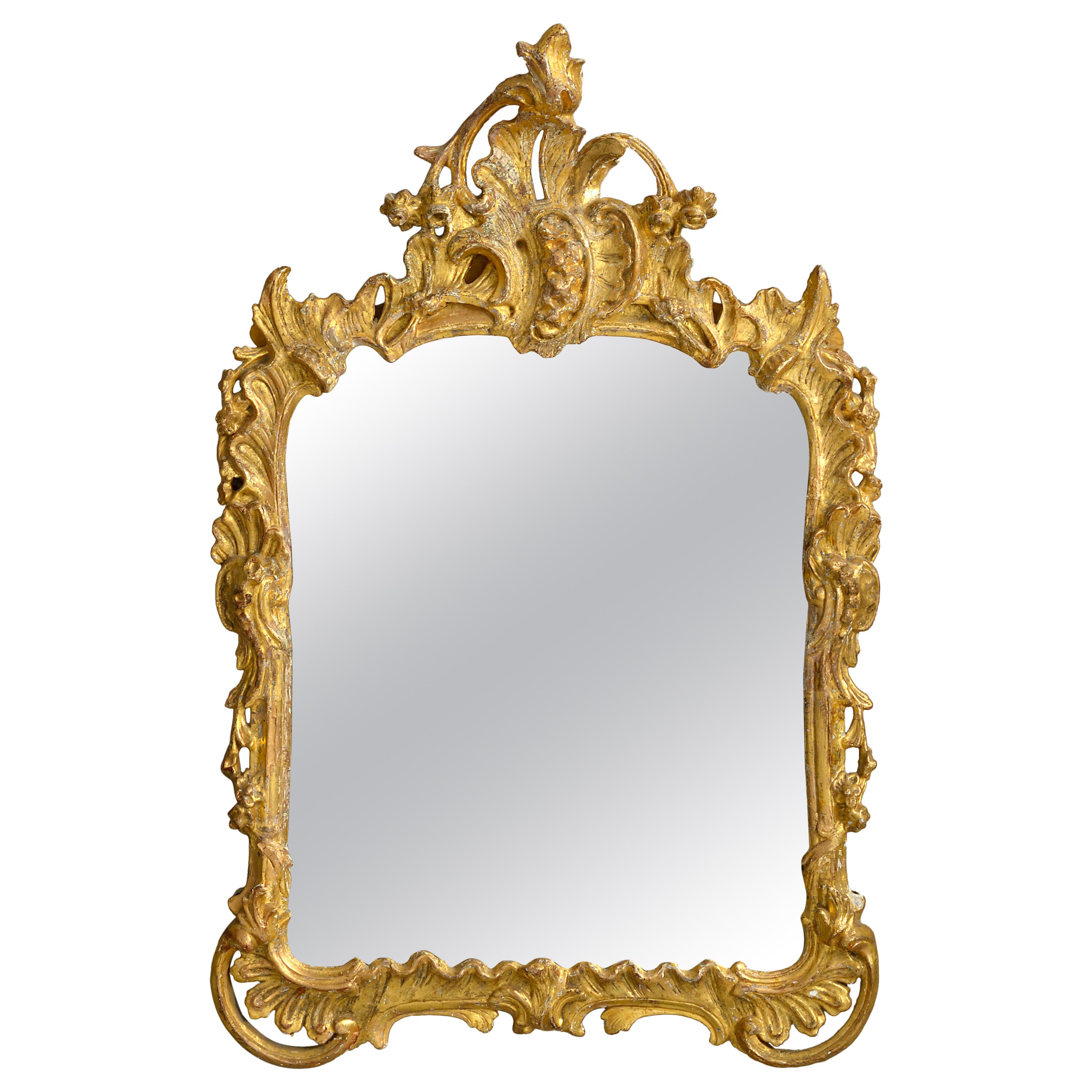 18th Century Louis XV Rococo Giltwood Mirror