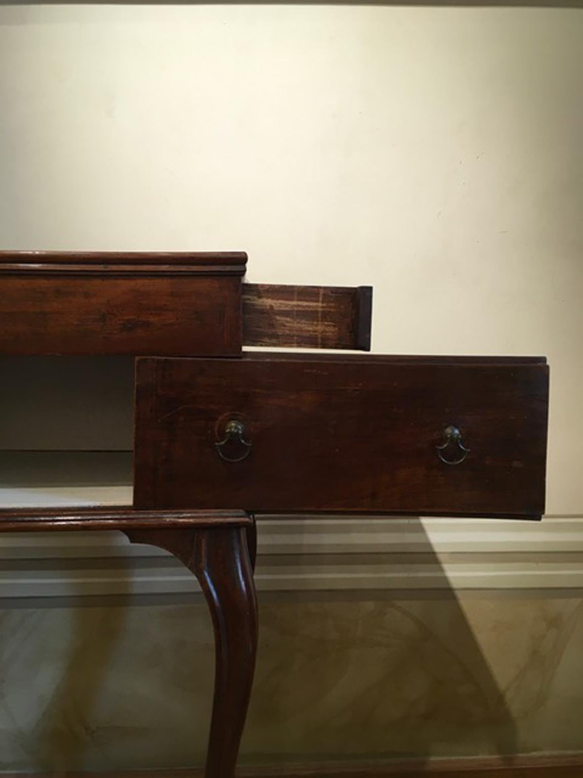 Mid-18th Century Italy 18th Century Louis XV Walnut Side Table Gueridon with Drawings For Sale
