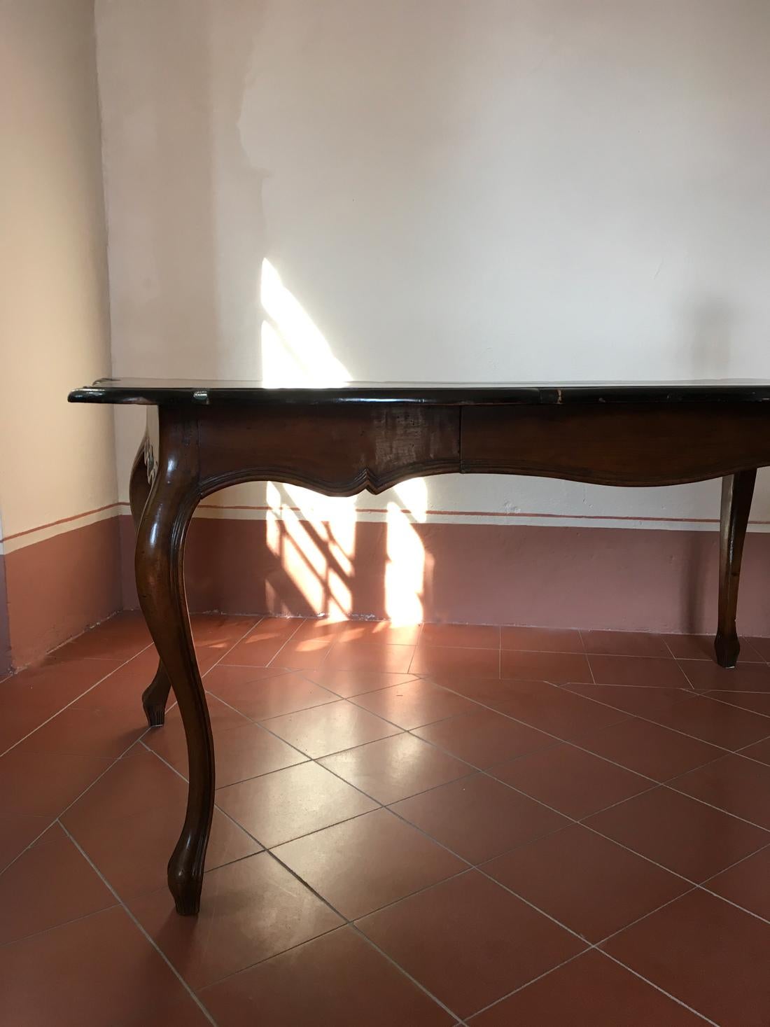Italy 18th Century  Baroque Walnut Organic Shape Table Desk For Sale 7
