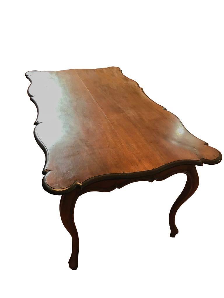 Italian Italy 18th Century  Baroque Walnut Organic Shape Table Desk For Sale