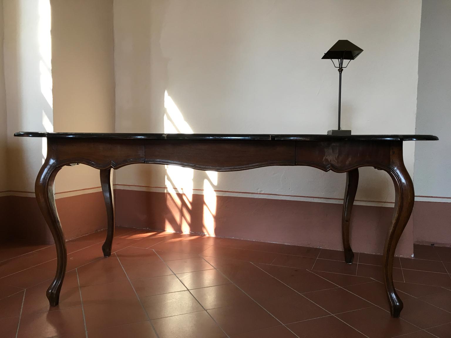 Italy 18th Century  Baroque Walnut Organic Shape Table Desk For Sale 4