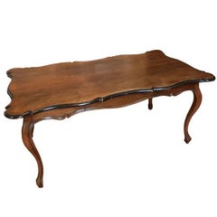 Italy 18th Century Regency Style Walnut Black Borders Rectangular Table Desk