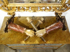 18th Century Louis XV Venetian Painted Wood Torch Sconces with Gilt circa 1750
