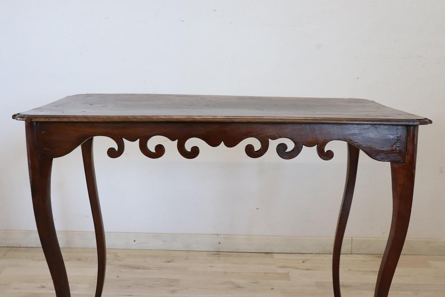 18th Century Louis XV Walnut Antique Side Table with Engraved Date 1778 For Sale 1