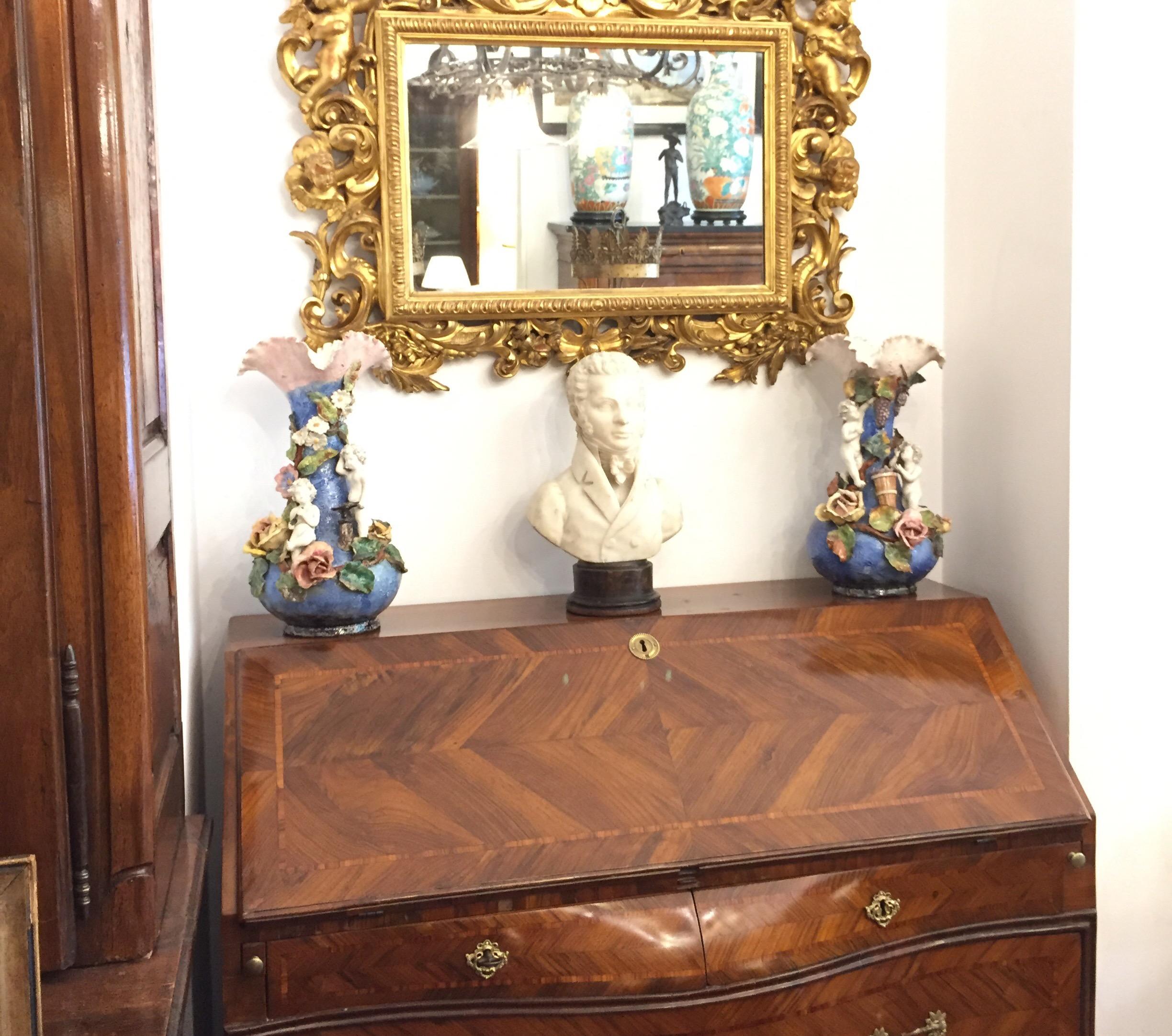 18th Century Louis XV Walnut Bureau Italian Genoese Drop-Front Desk For Sale 13