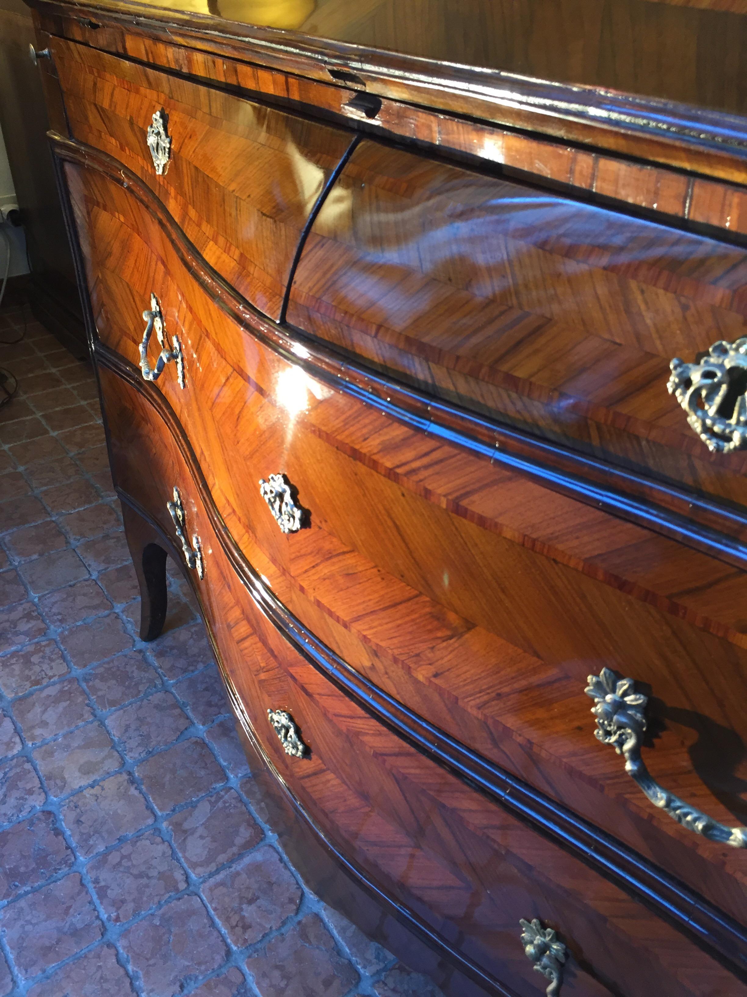 18th Century Louis XV Walnut Bureau Italian Genoese Drop-Front Desk For Sale 1