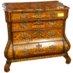 Antique 18th Century Louis XV Walnut Inlaid  Ducth Chest of Drawers, 1770s