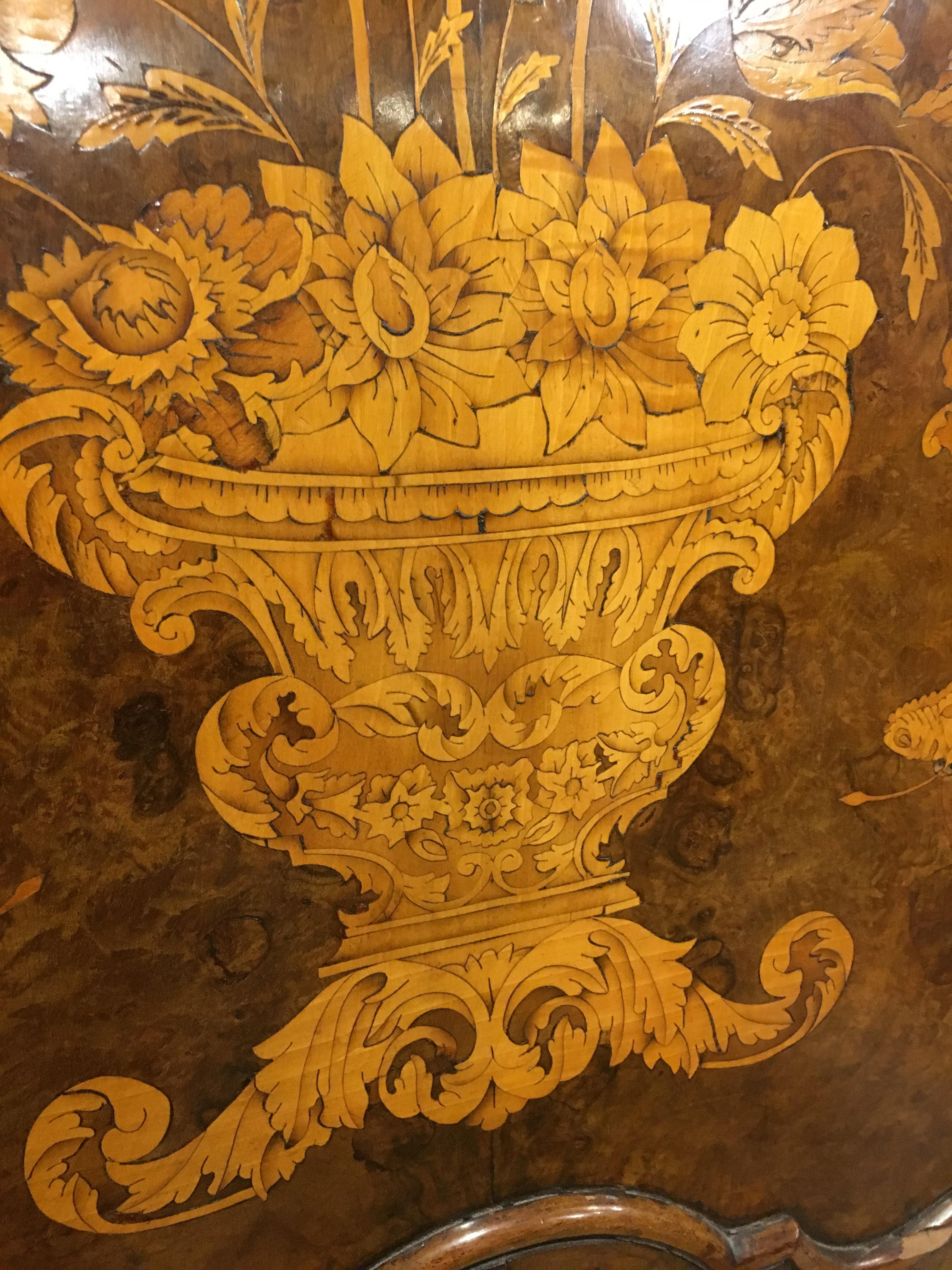 18th Century Louis XV Walnut Inlaid Dutch Trumeau Armoires 1750 In Fair Condition In Roma, RM