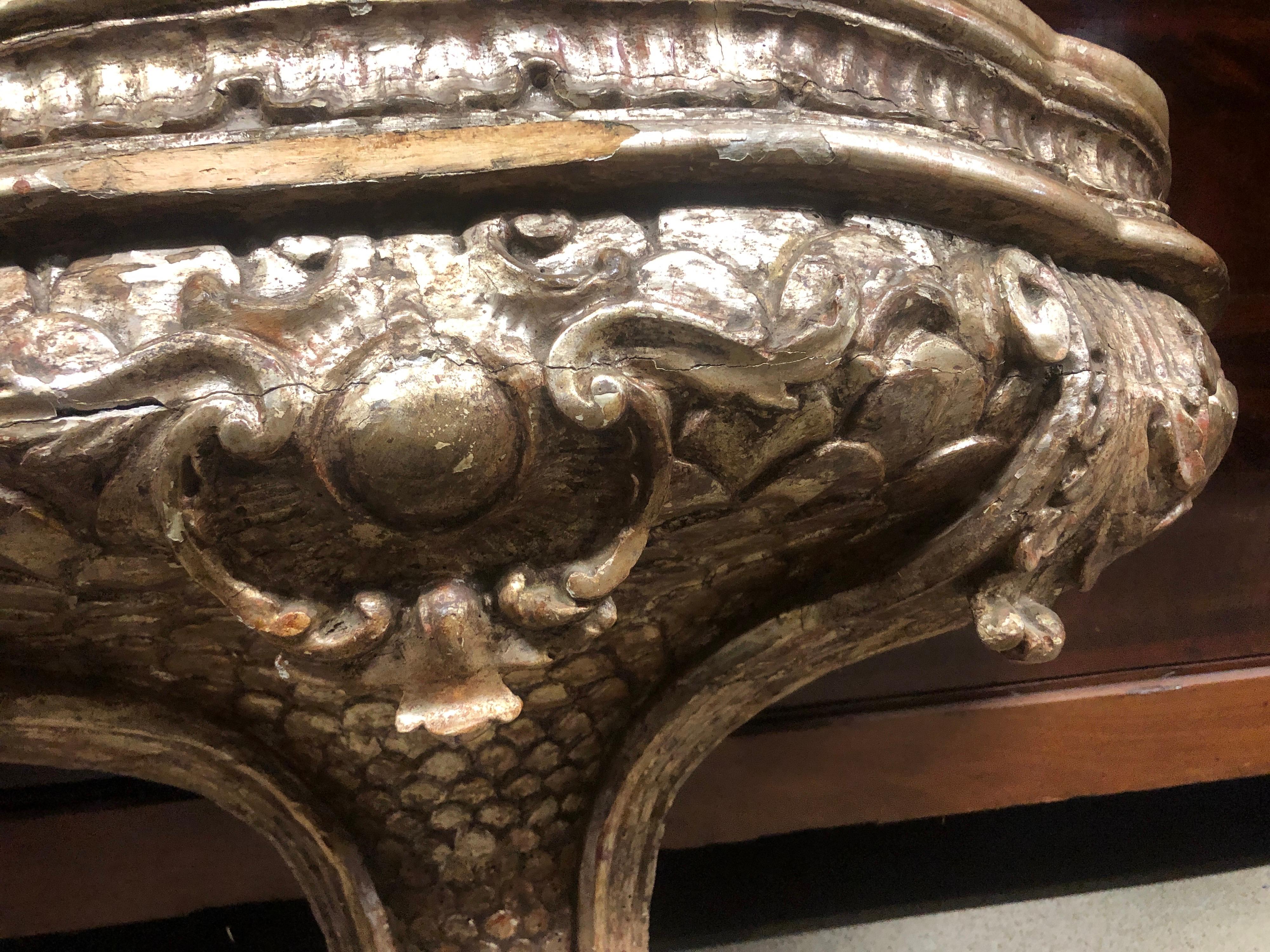 18th Century Louis XV Wood Mecca Silver Sicily Wall Bracket Carved , 1760s In Good Condition In Roma, RM