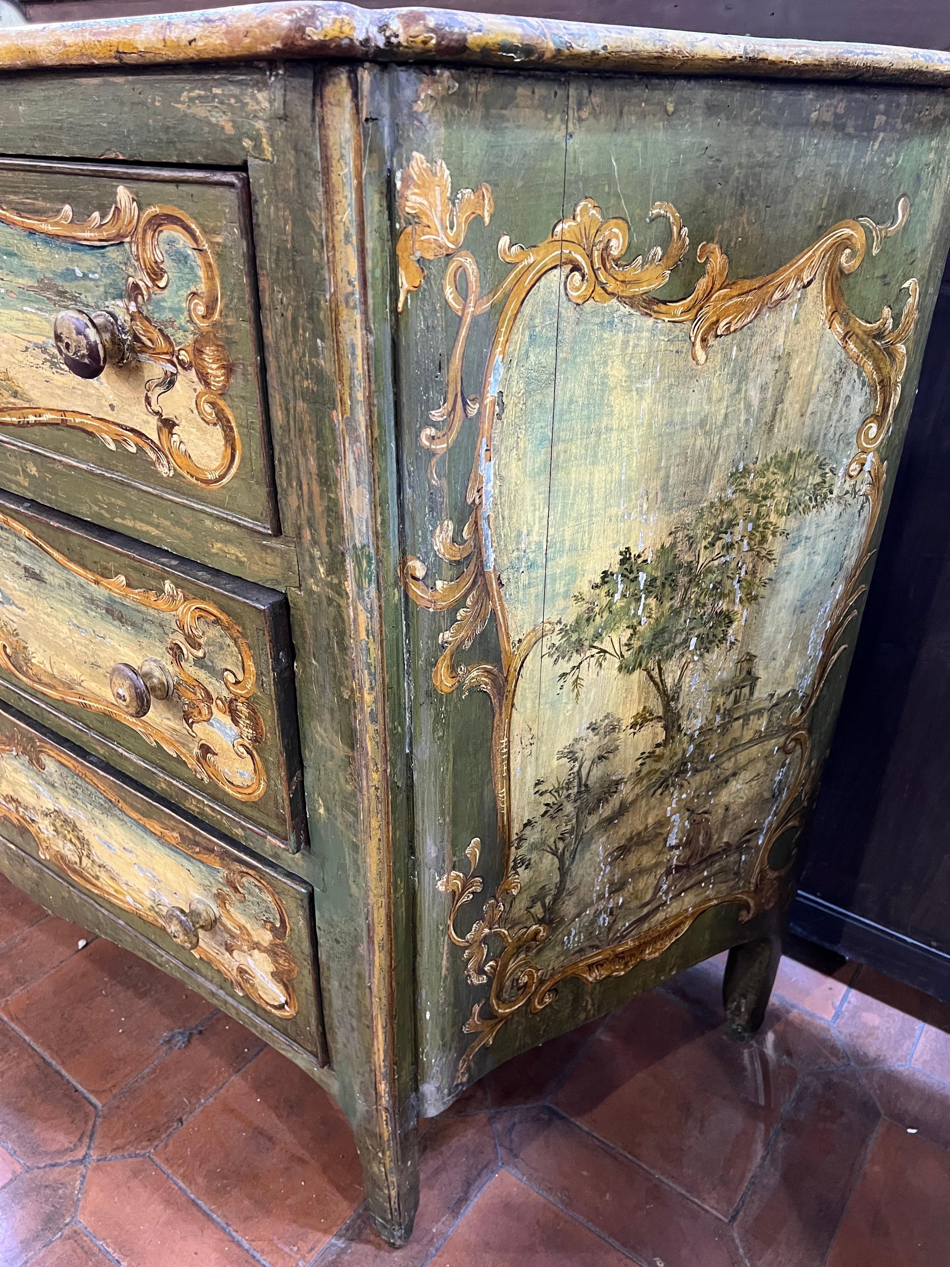 18th Century Louis XV Wood Painted  Chest of Drawers 1700-1750 9