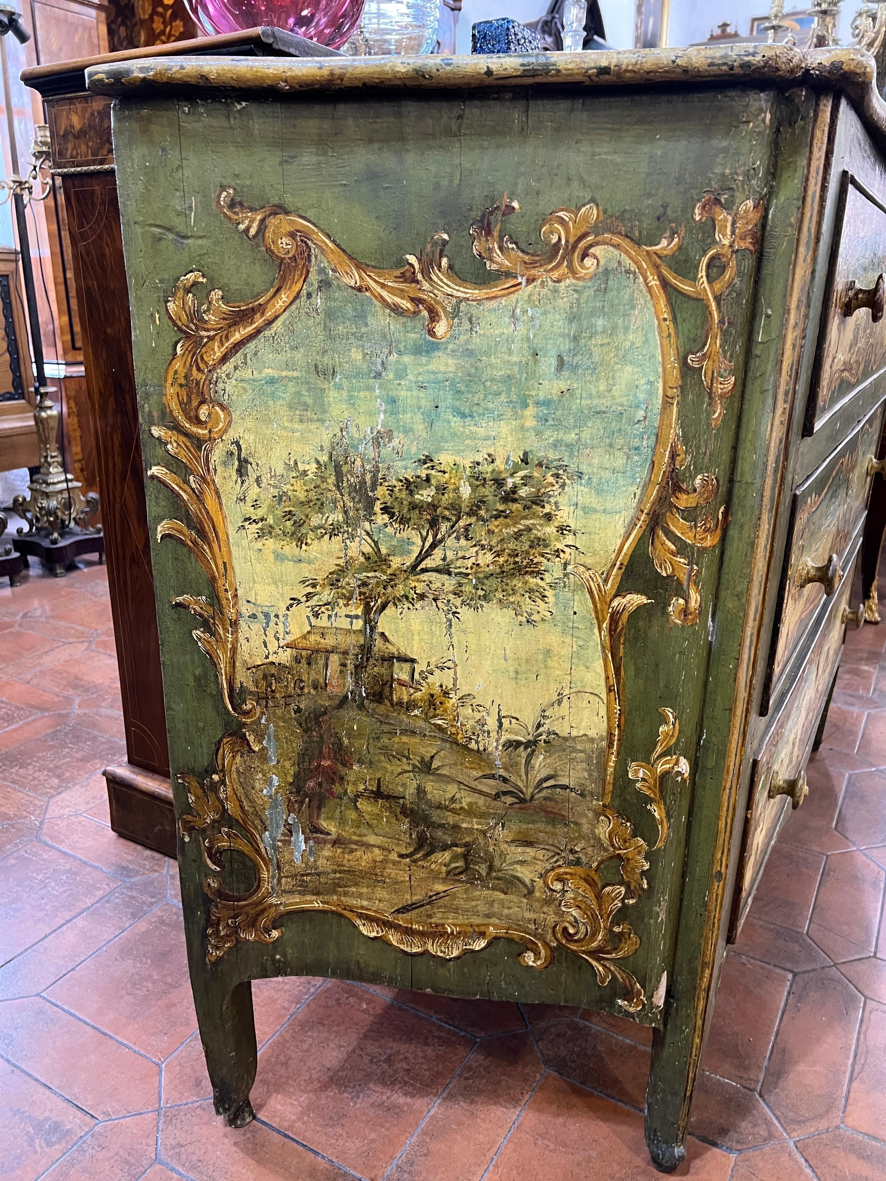 18th Century Louis XV Wood Painted  Chest of Drawers 1700-1750 1