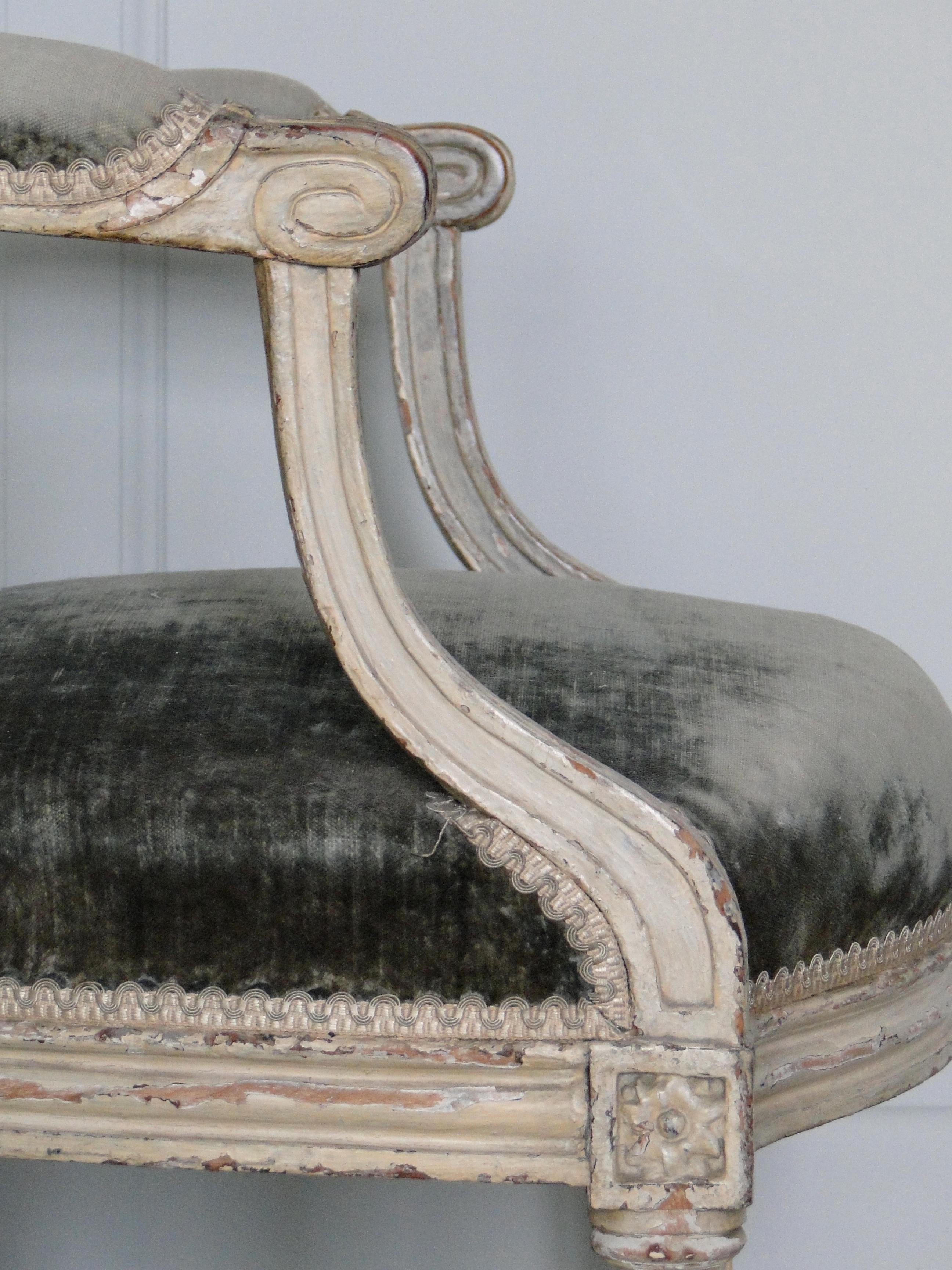 Carved 18th Century Louis XVI Armchair  For Sale