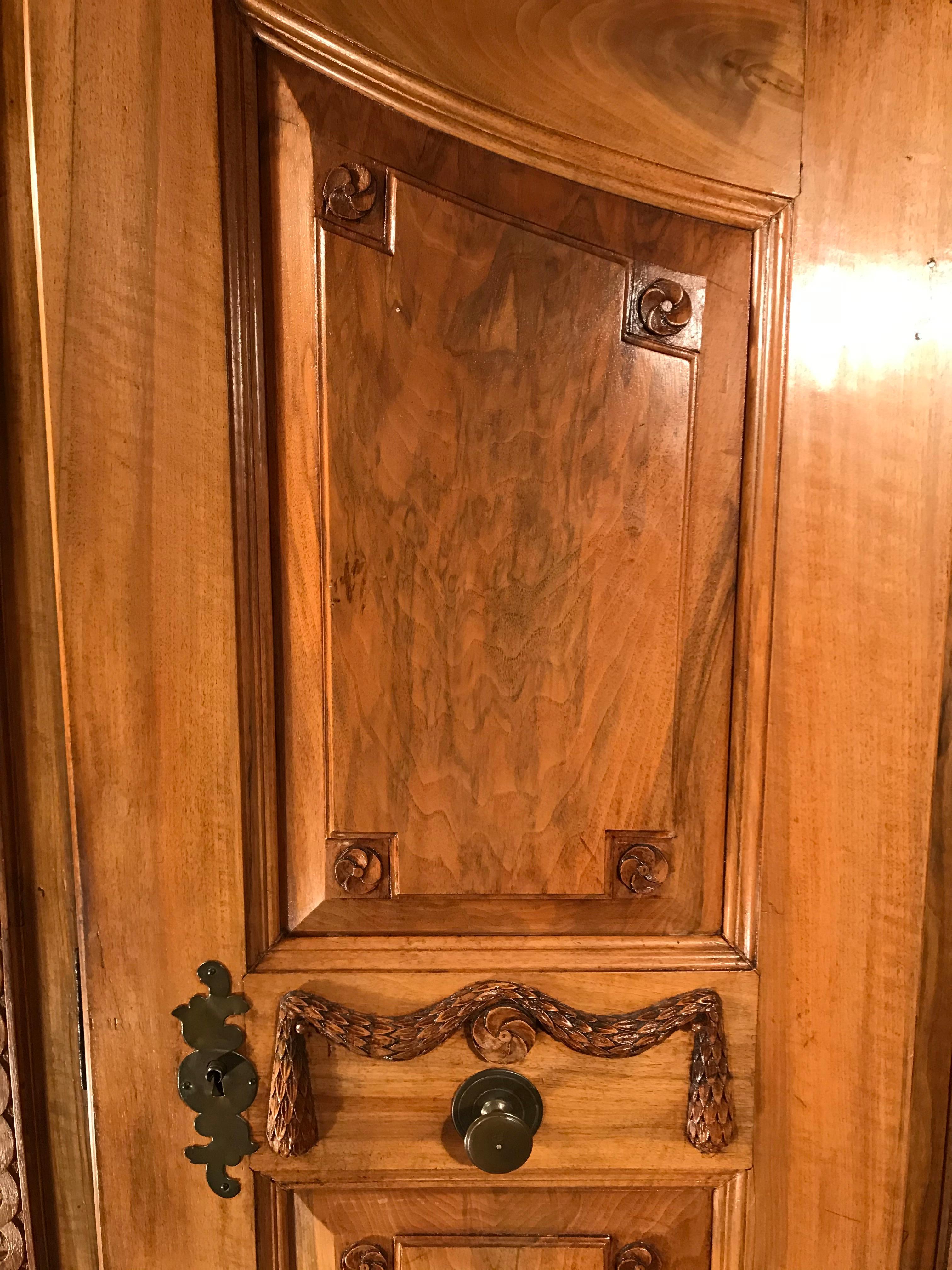 Hand-Carved 18th Century Louis XVI Armoire Carved Walnut, South Germany, 1780 For Sale