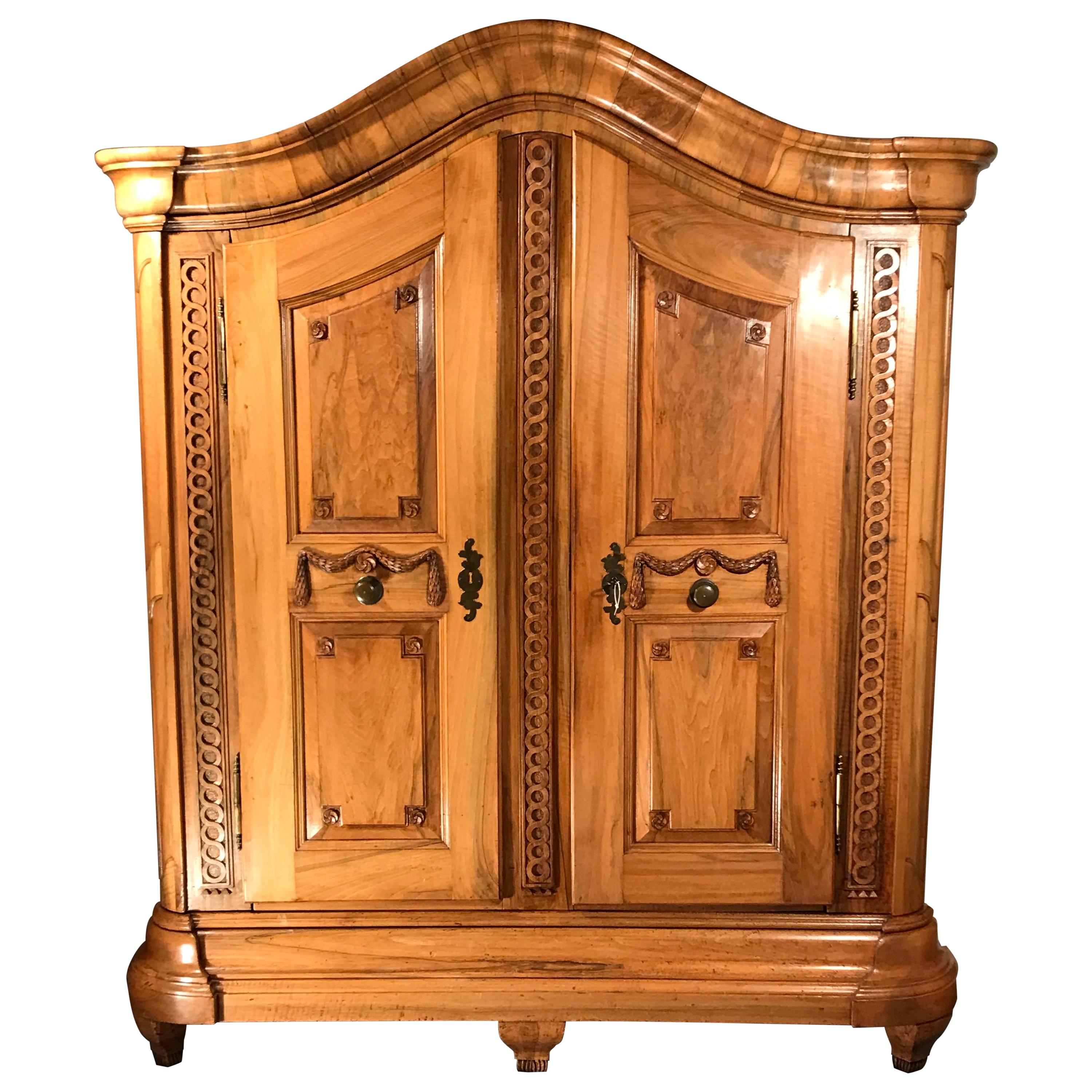 18th Century Louis XVI Armoire Carved Walnut, South Germany, 1780 For Sale