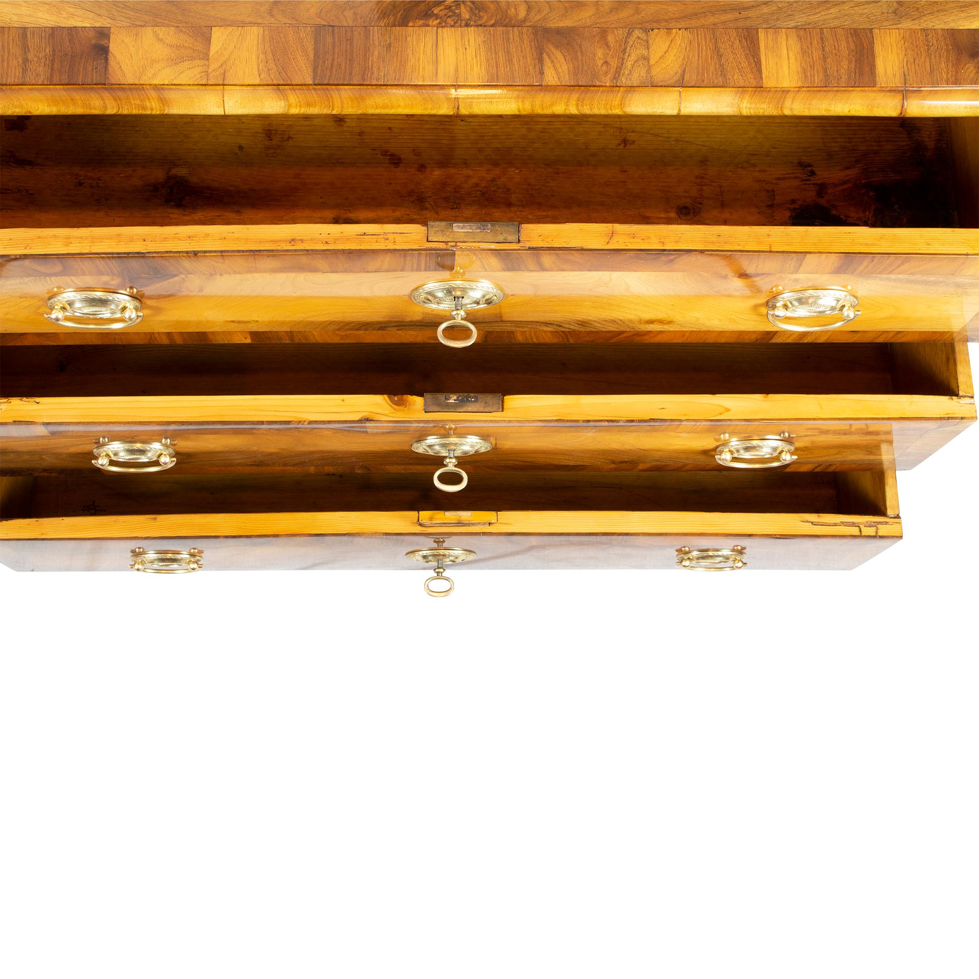 18th Century Louis XVI / Baroque Marquetry Walnut Chest of Drawers For Sale 2