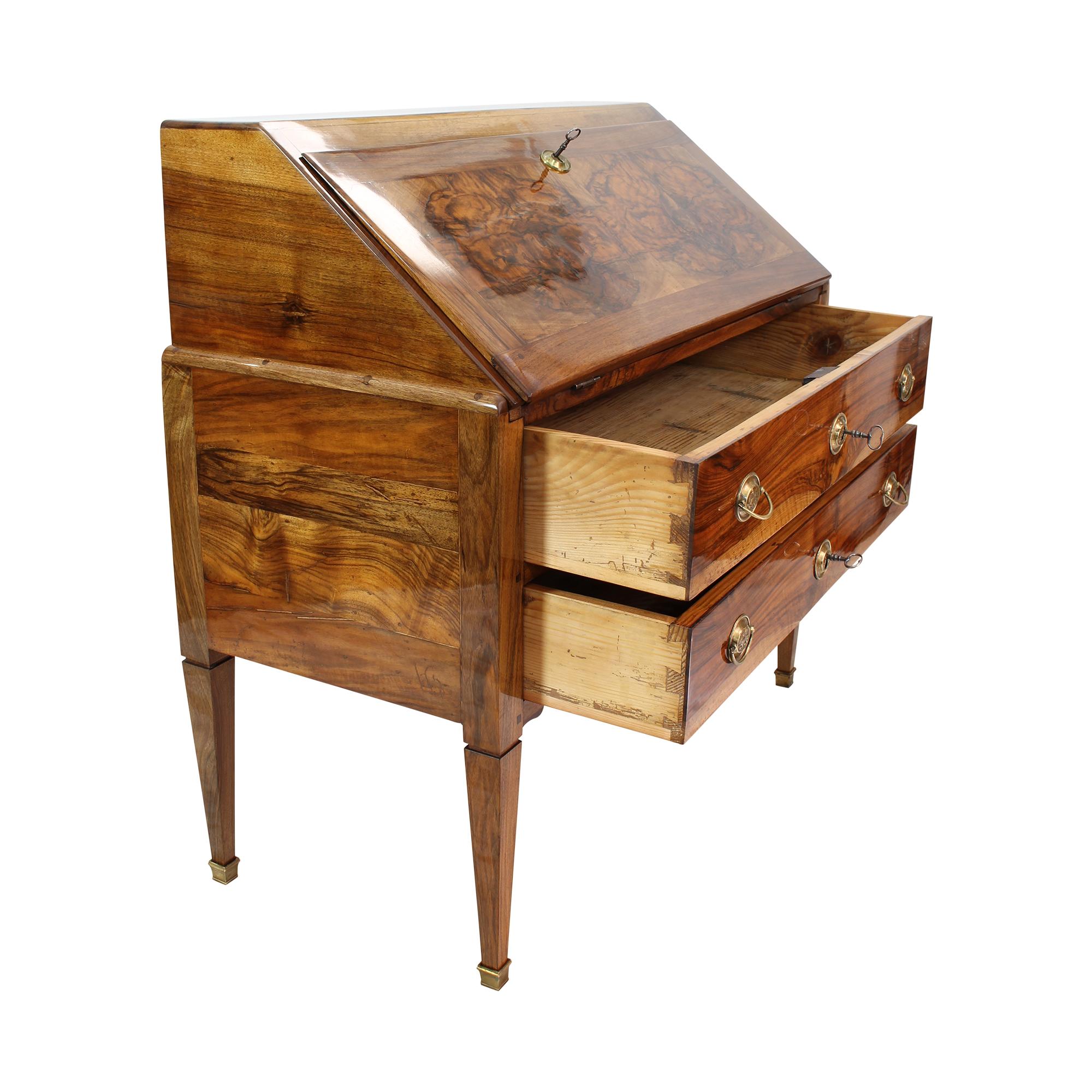 18th Century and Earlier 18th Century Louis XVI Baroque Walnut Fall Front Desk / Secretaire