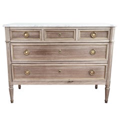 18th Century Louis XVI Bleached Wood Marble Top Chest