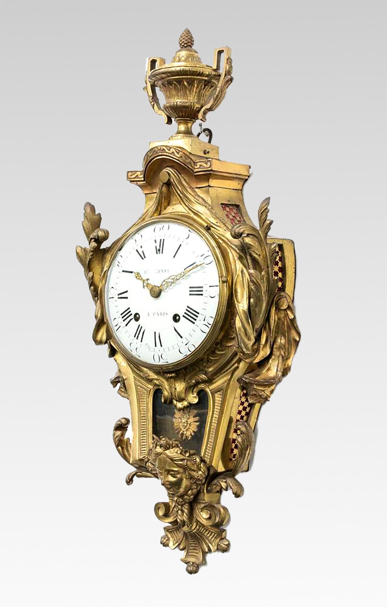 French 18th Century Louis XVI Cartel Clock By Le Nepveu For Sale