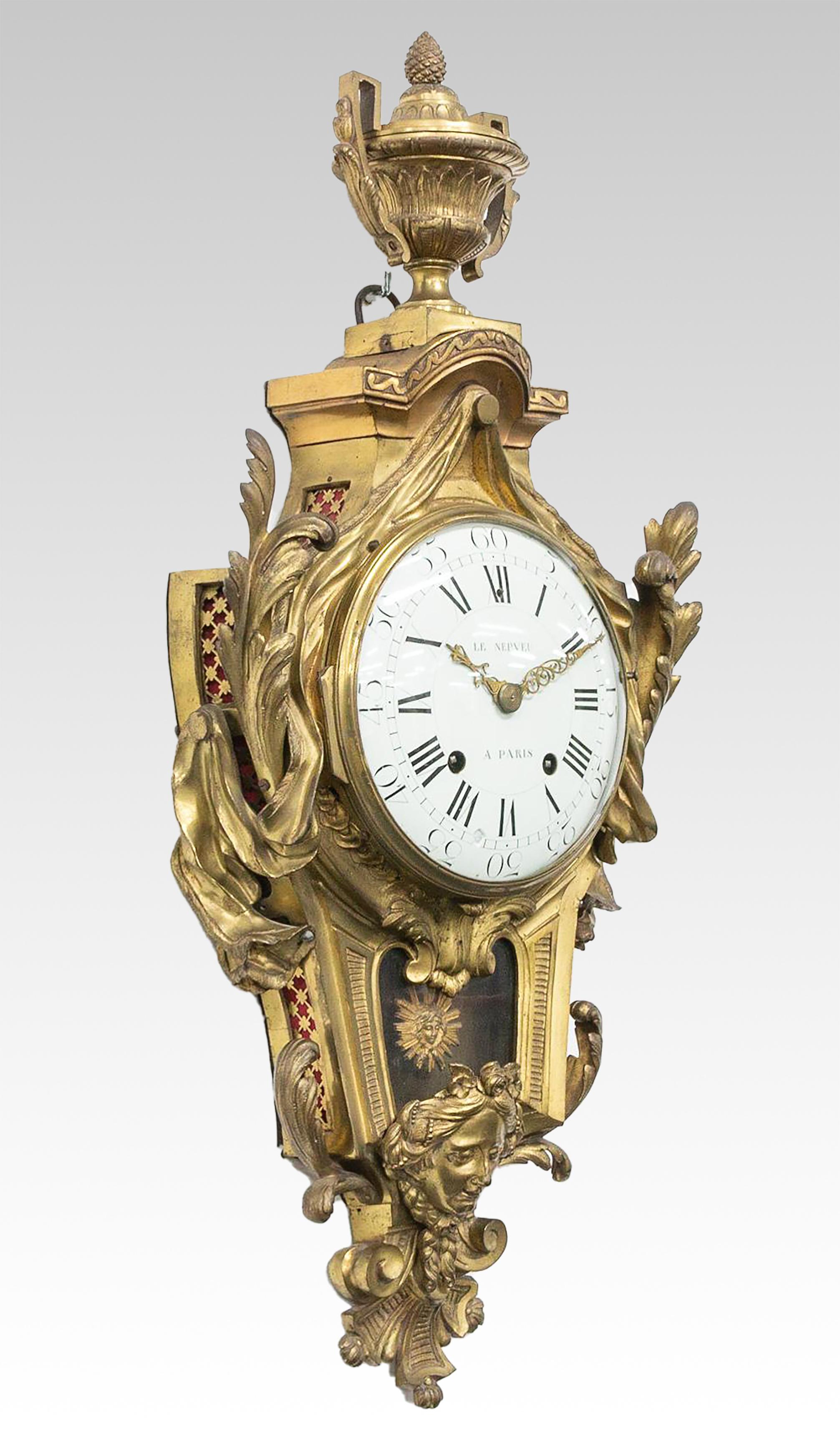 18th Century Louis XVI Cartel Clock By Le Nepveu In Fair Condition For Sale In Amersham, GB
